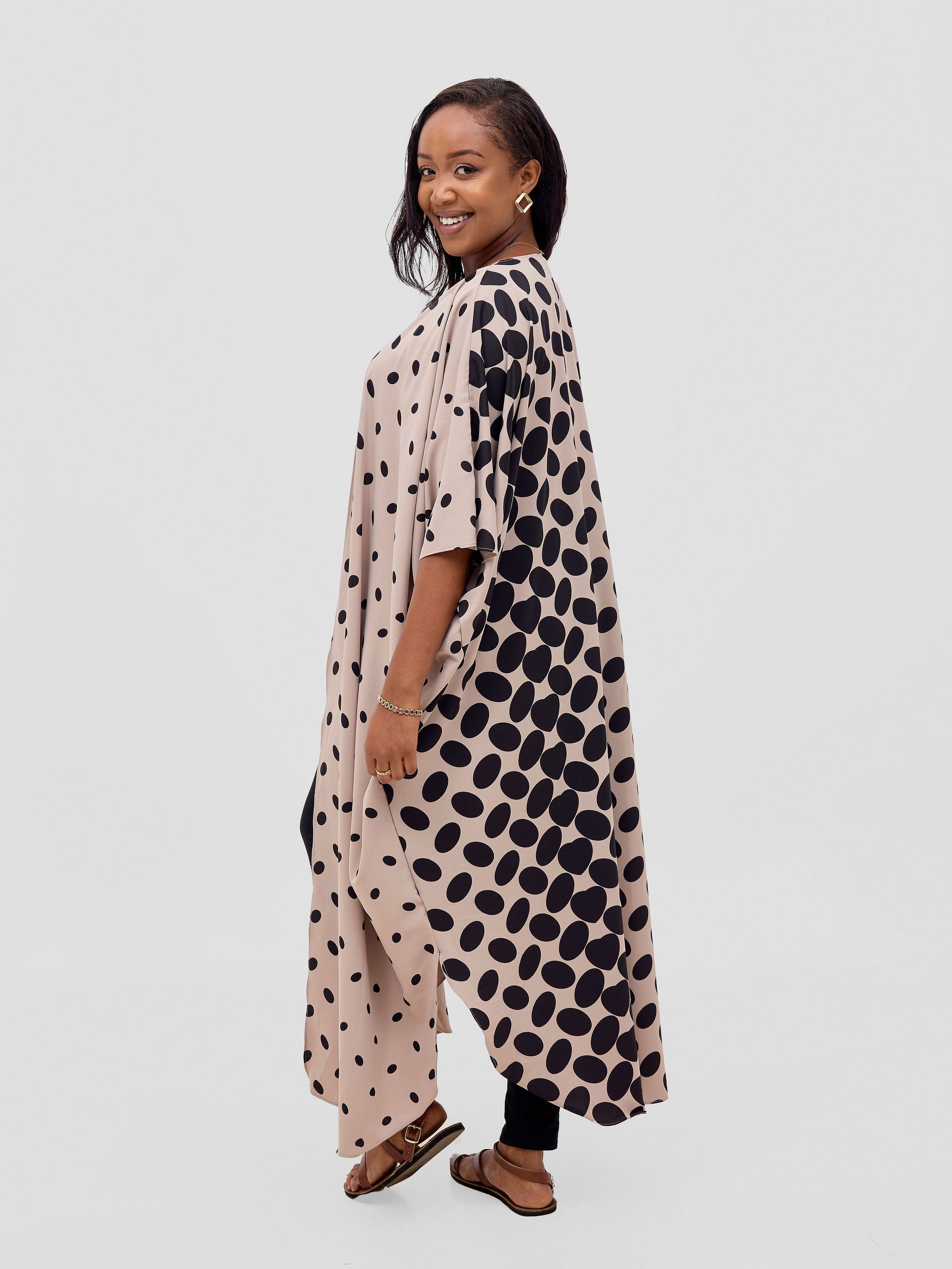 Vivo Ayla Maxi Kimono - Taupe / Black Ila Print