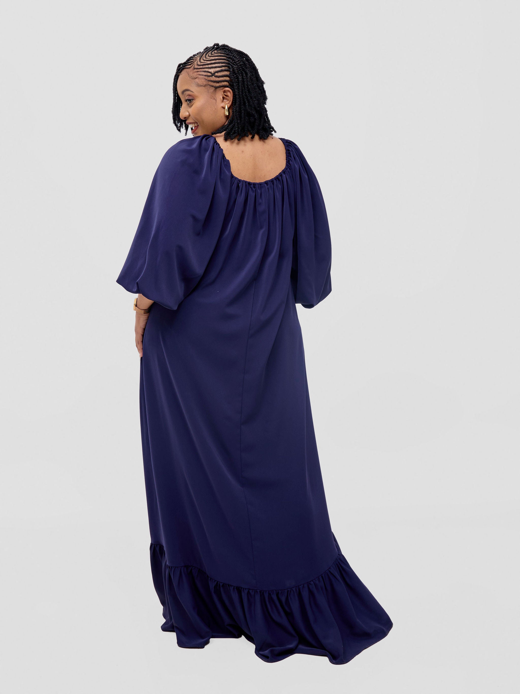 Vivo Serwa Square Neck Maxi Dress - Navy