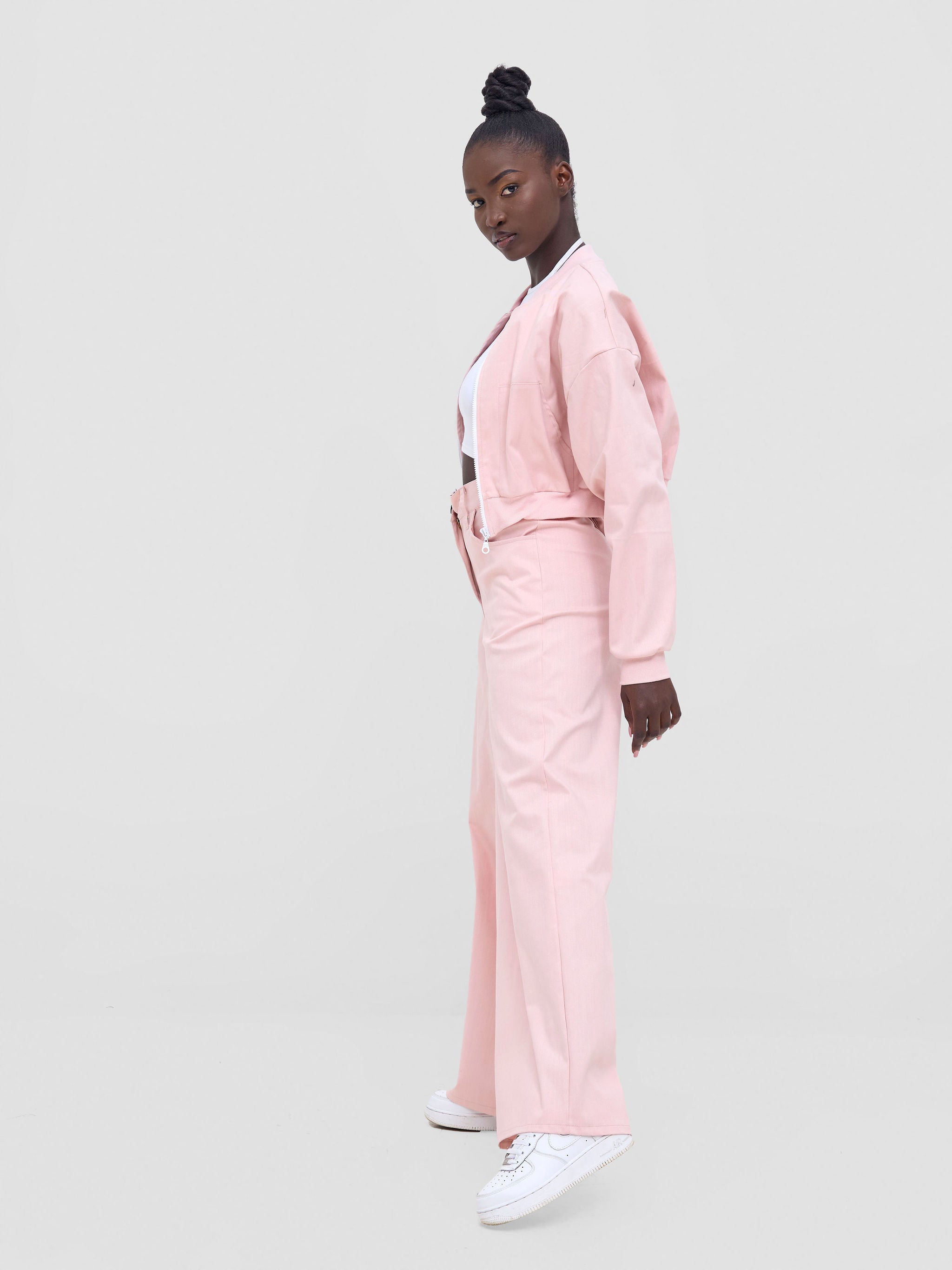 Zoya Nia Wide Leg Denim Pants - Light Pink