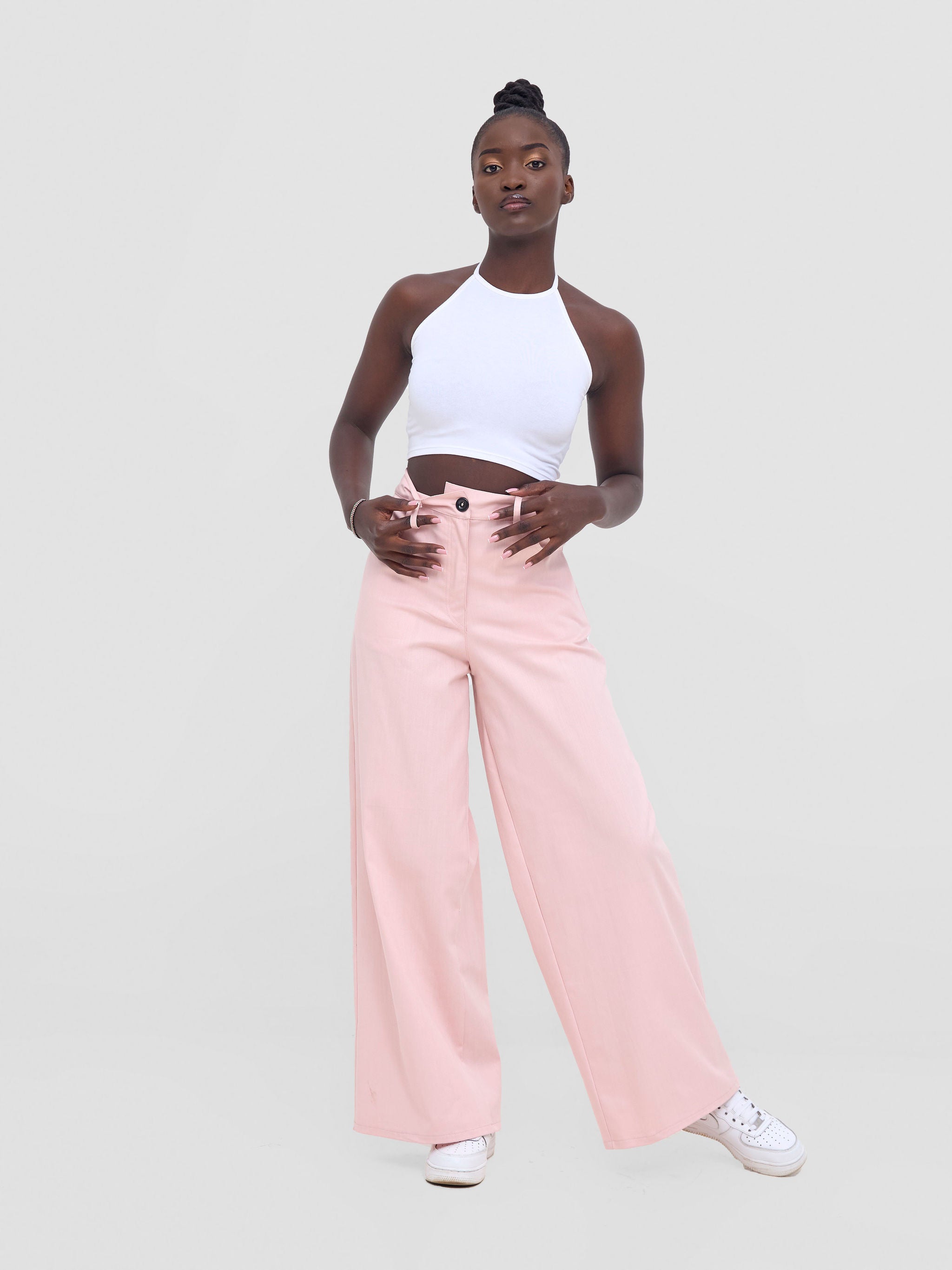Zoya Nia Wide Leg Denim Pants - Light Pink