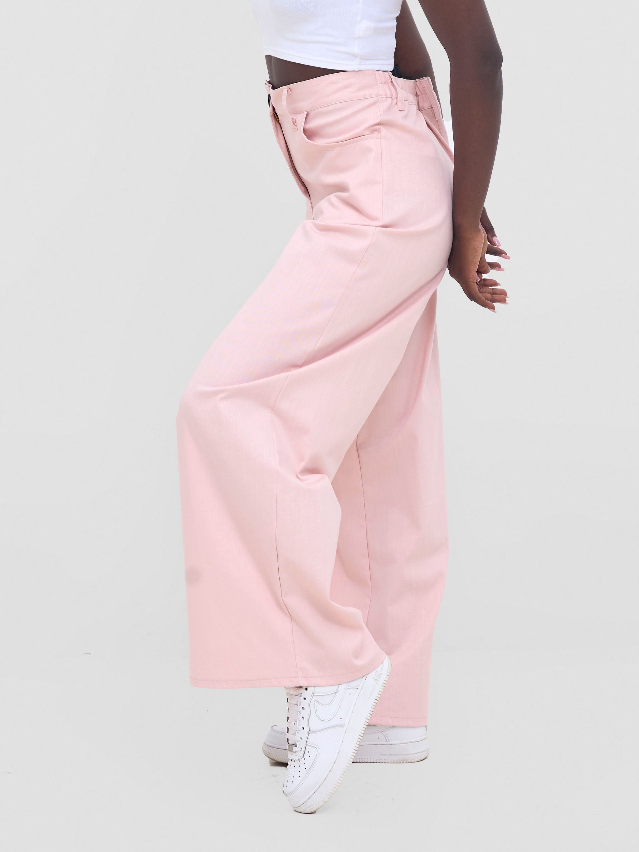 Zoya Nia Wide Leg Denim Pants - Light Pink