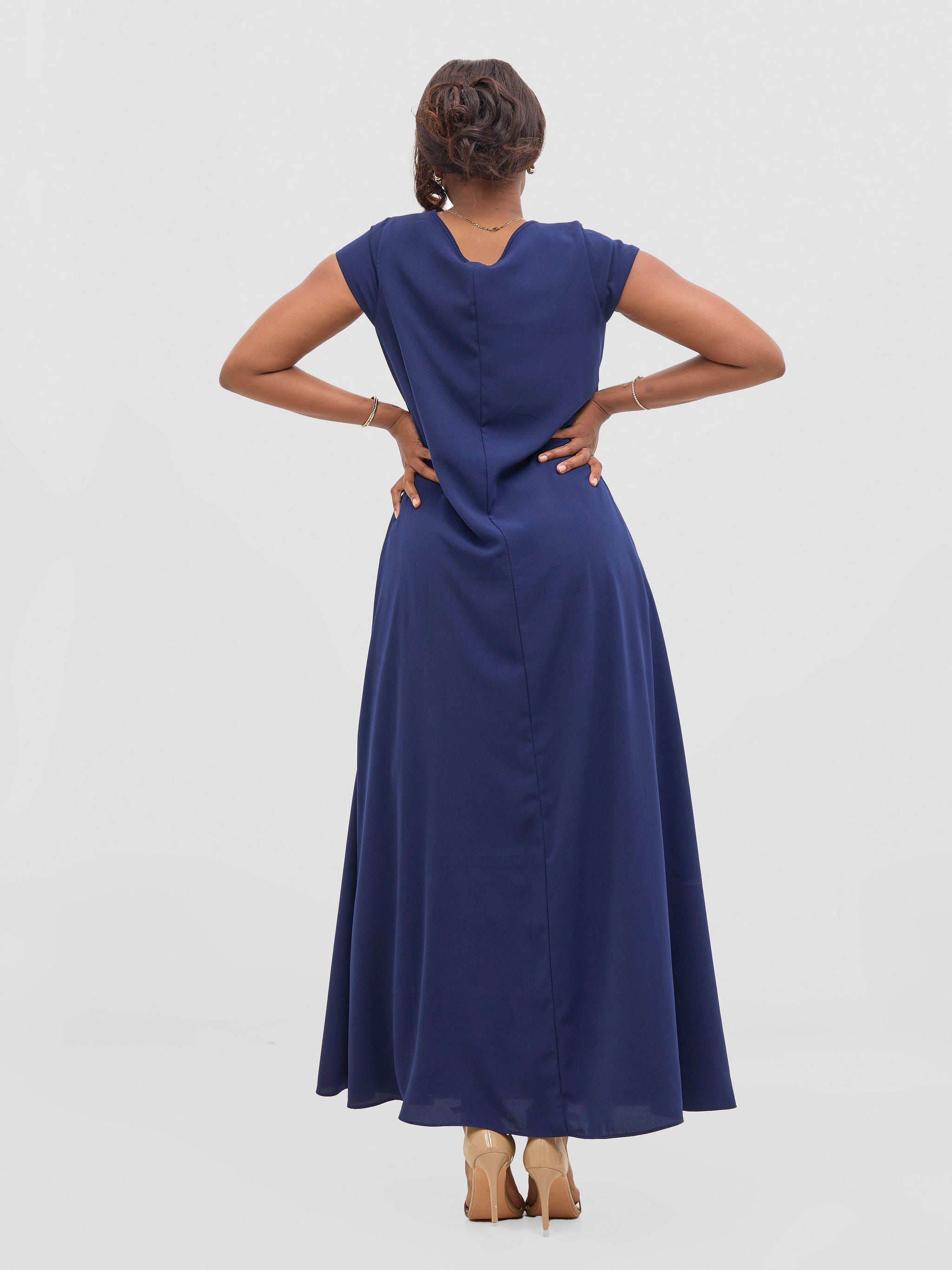 Vivo Basic Cap Sleeve Maxi Tent Dress - Navy