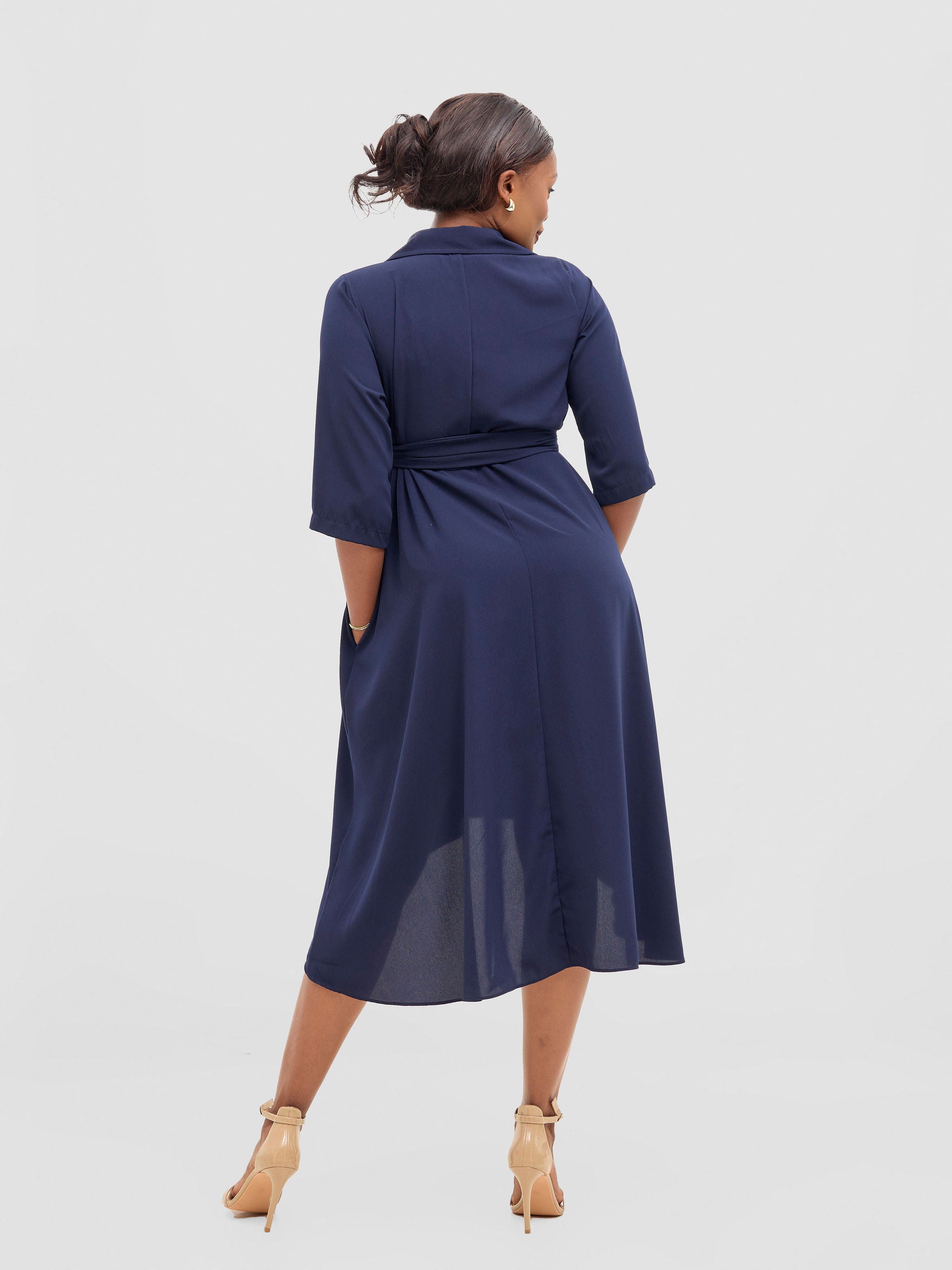 Vivo Yumi High Low Shirt Dress - Dark Navy