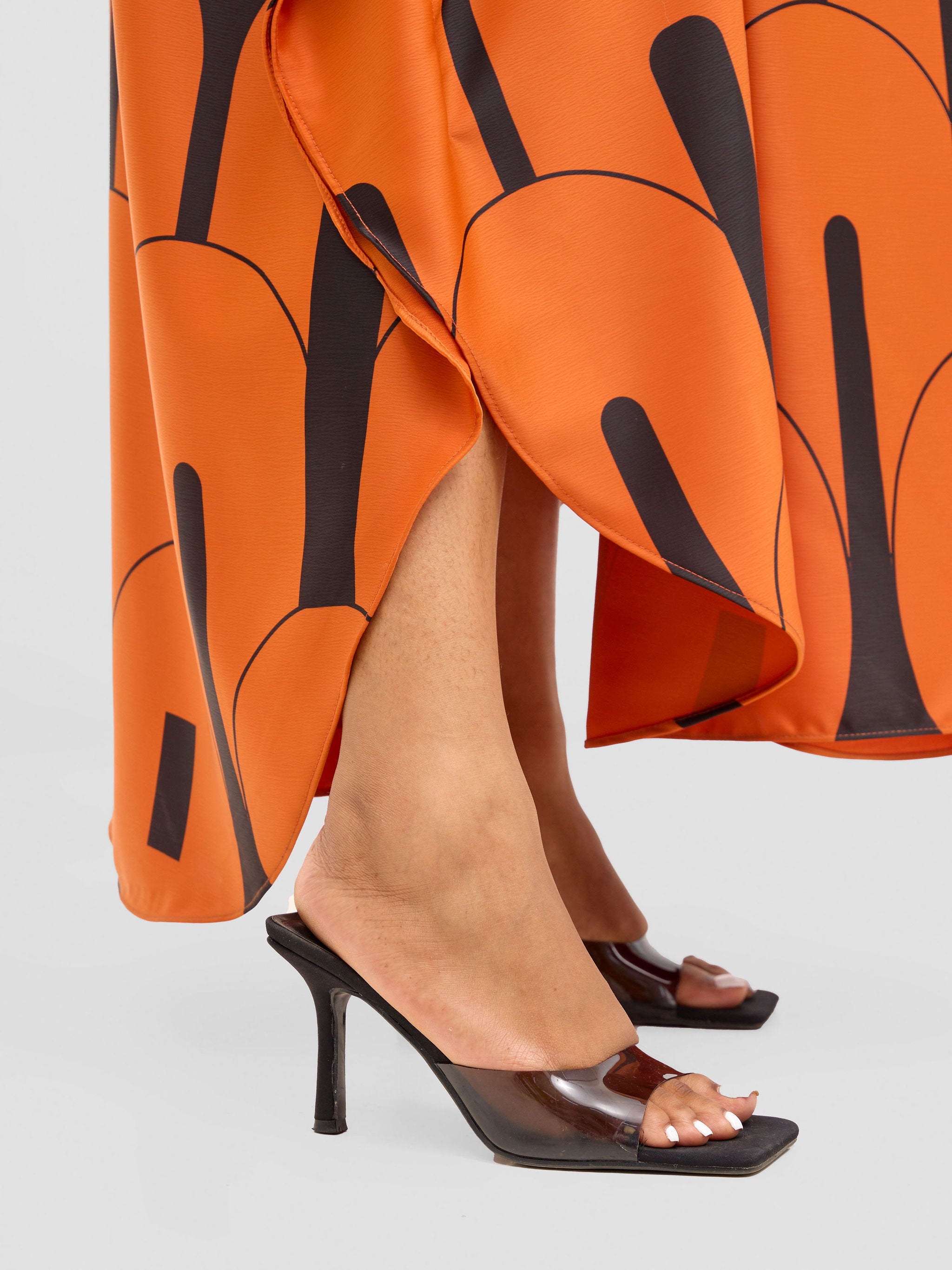 Vivo Amai Maxi Kaftan Dress - Orange / Black Lango Print