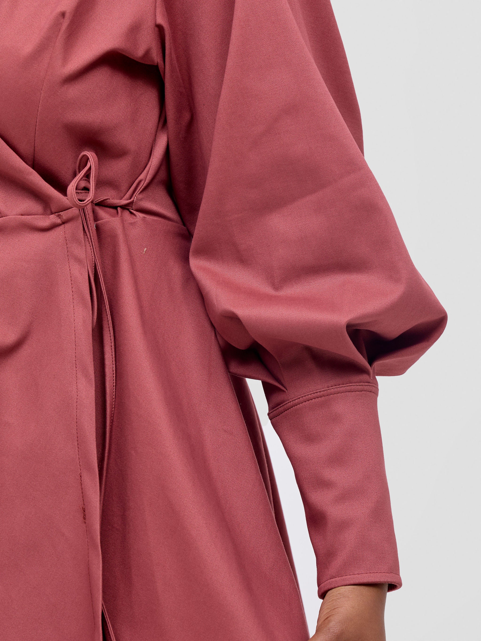 Safari Hawi Peplum Bishop Sleeve Wrap Coat - Cherry