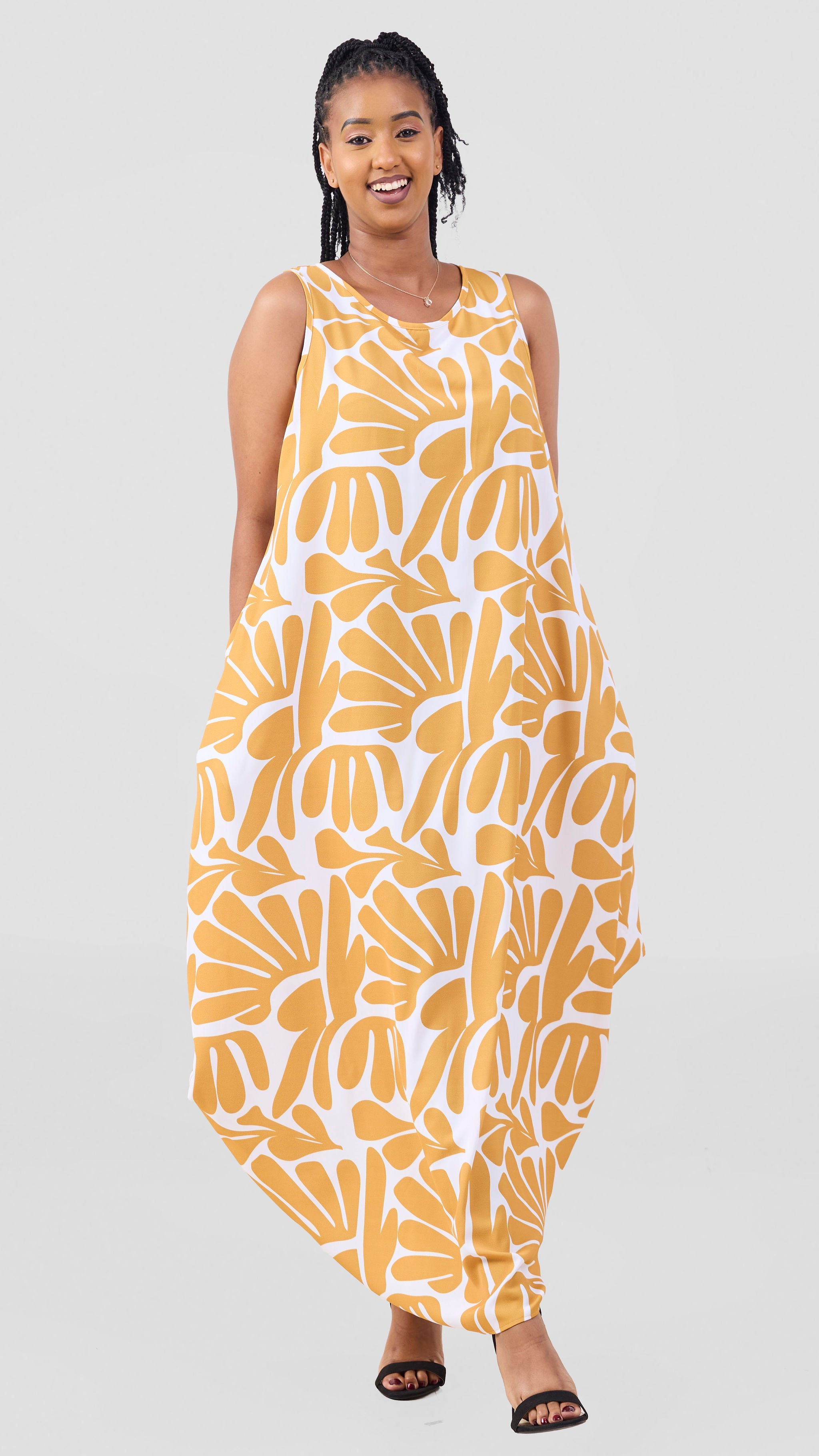 Vivo Seli Maxi Dress - Off White / Mustard Amari Print