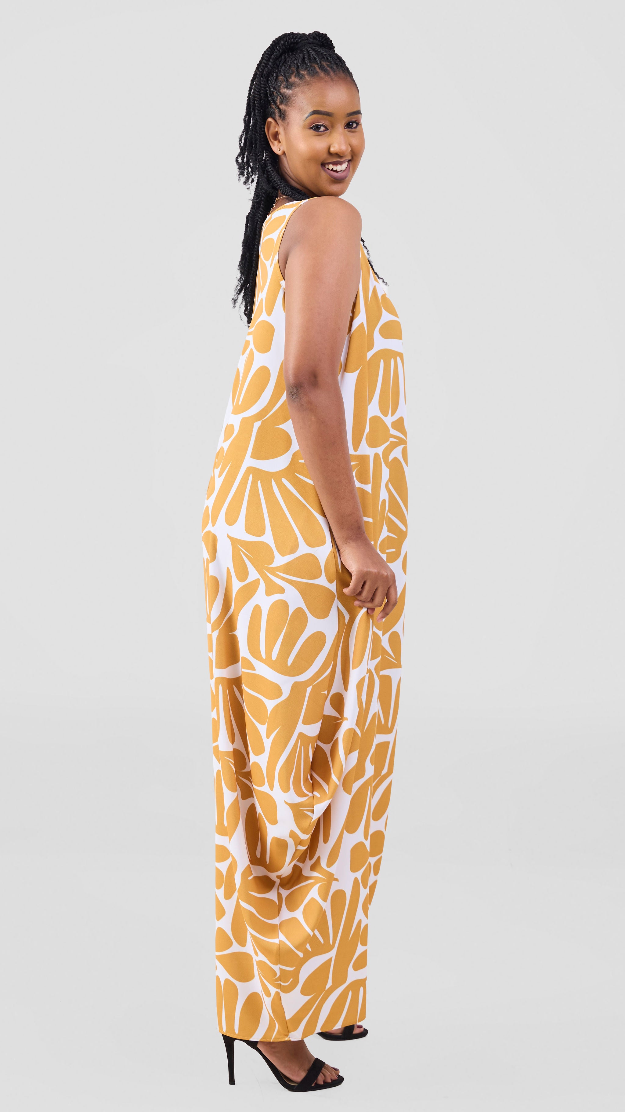Vivo Seli Maxi Dress - Off White / Mustard Amari Print