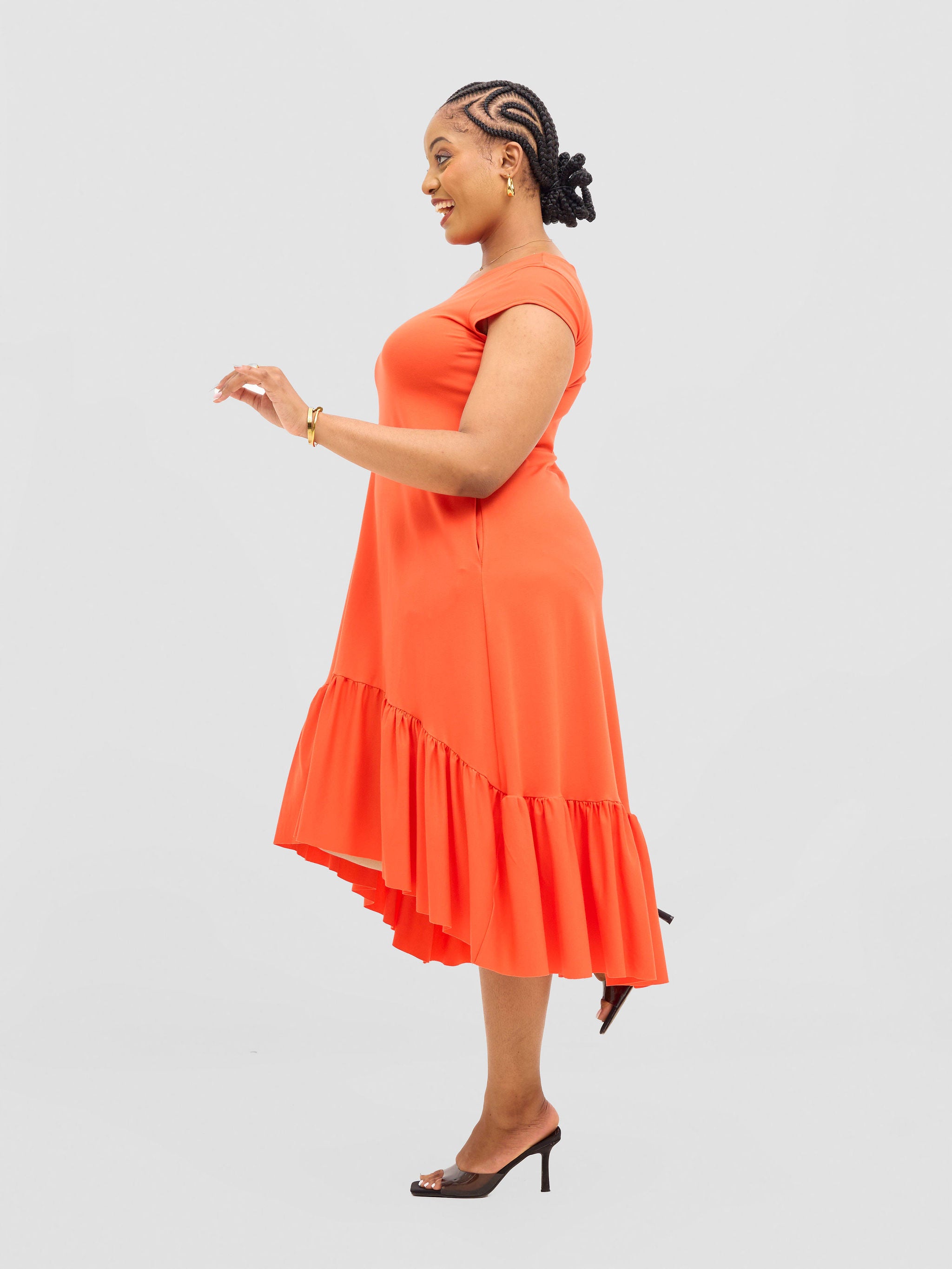 Vivo Lindi High Low Dress - Dark Orange