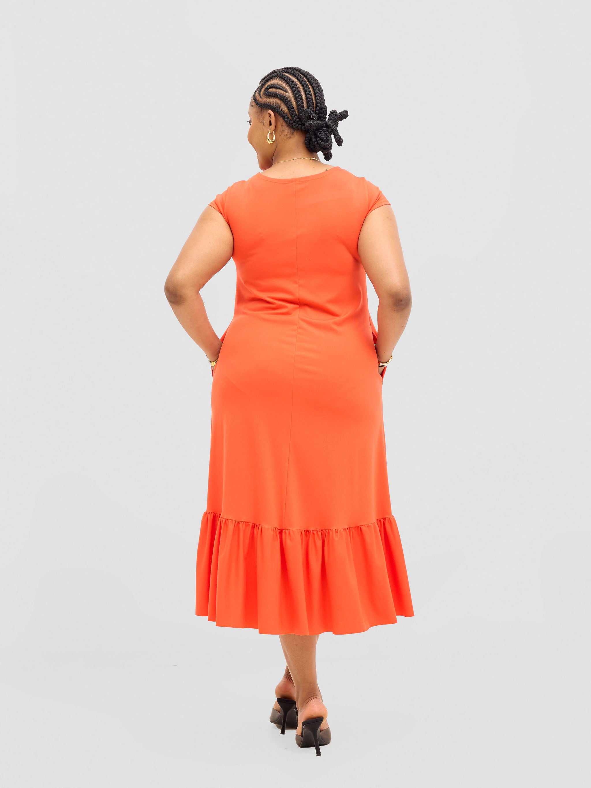 Vivo Lindi High Low Dress - Dark Orange