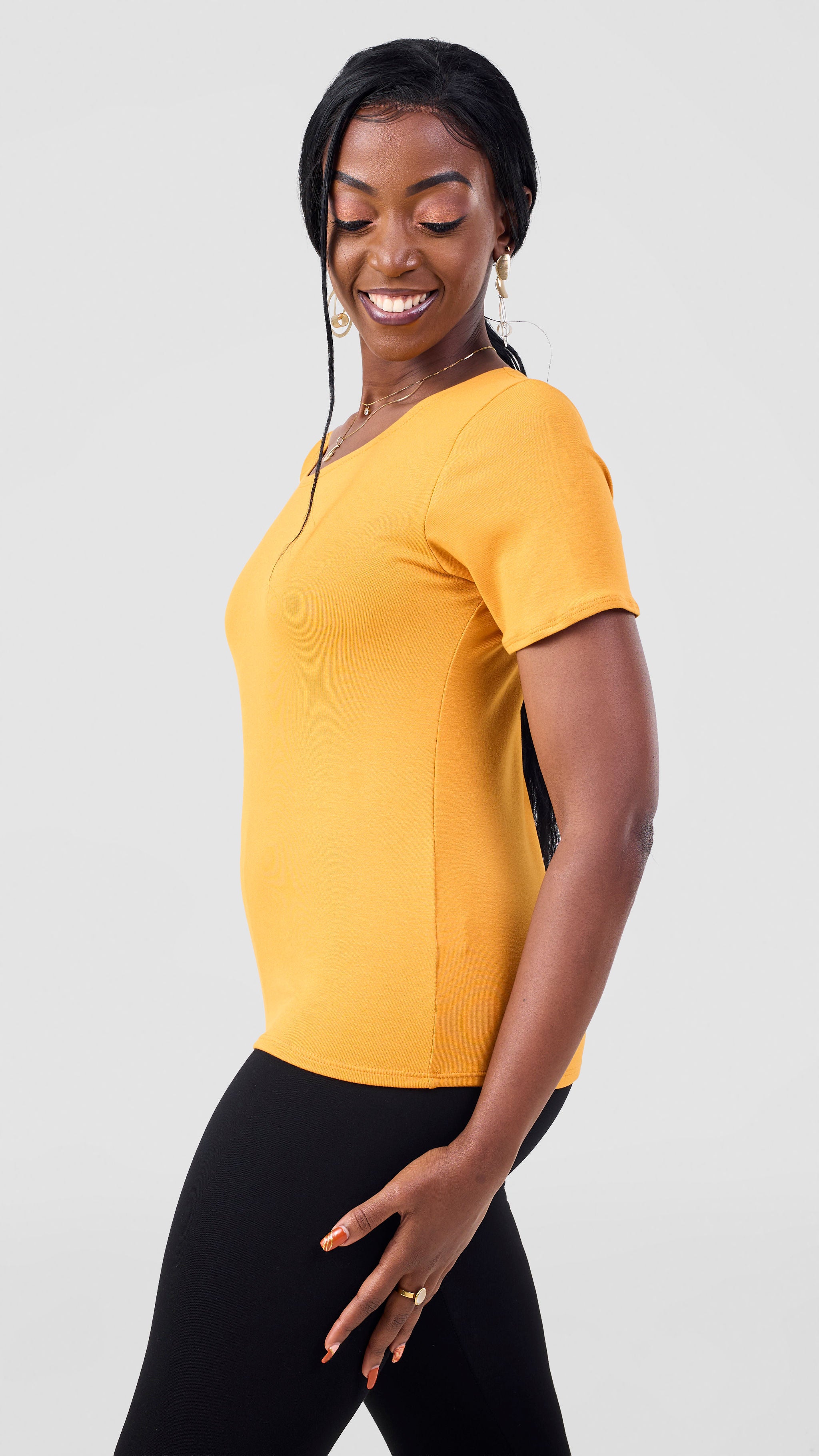 Vivo Basic Short Sleeve Top - Mustard