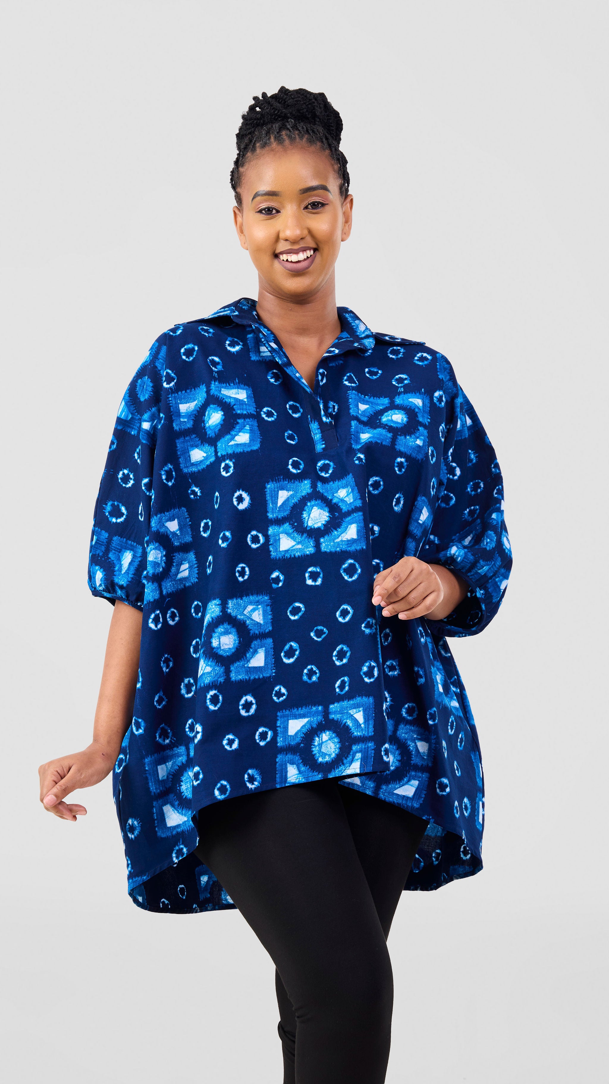 Safari Tafari Highlow Top - Dark Navy Asili Print