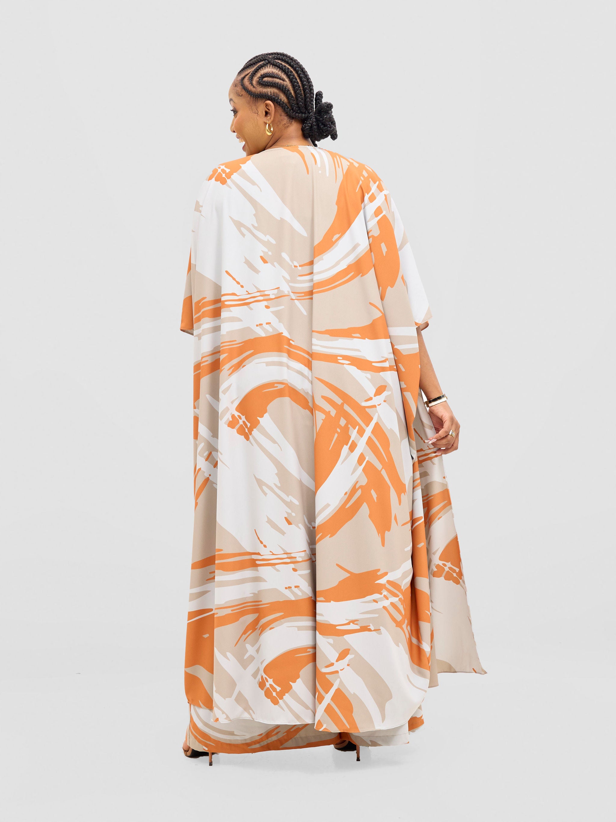 Vivo Ayla Maxi Kimono - Grey / Orange Hali Print