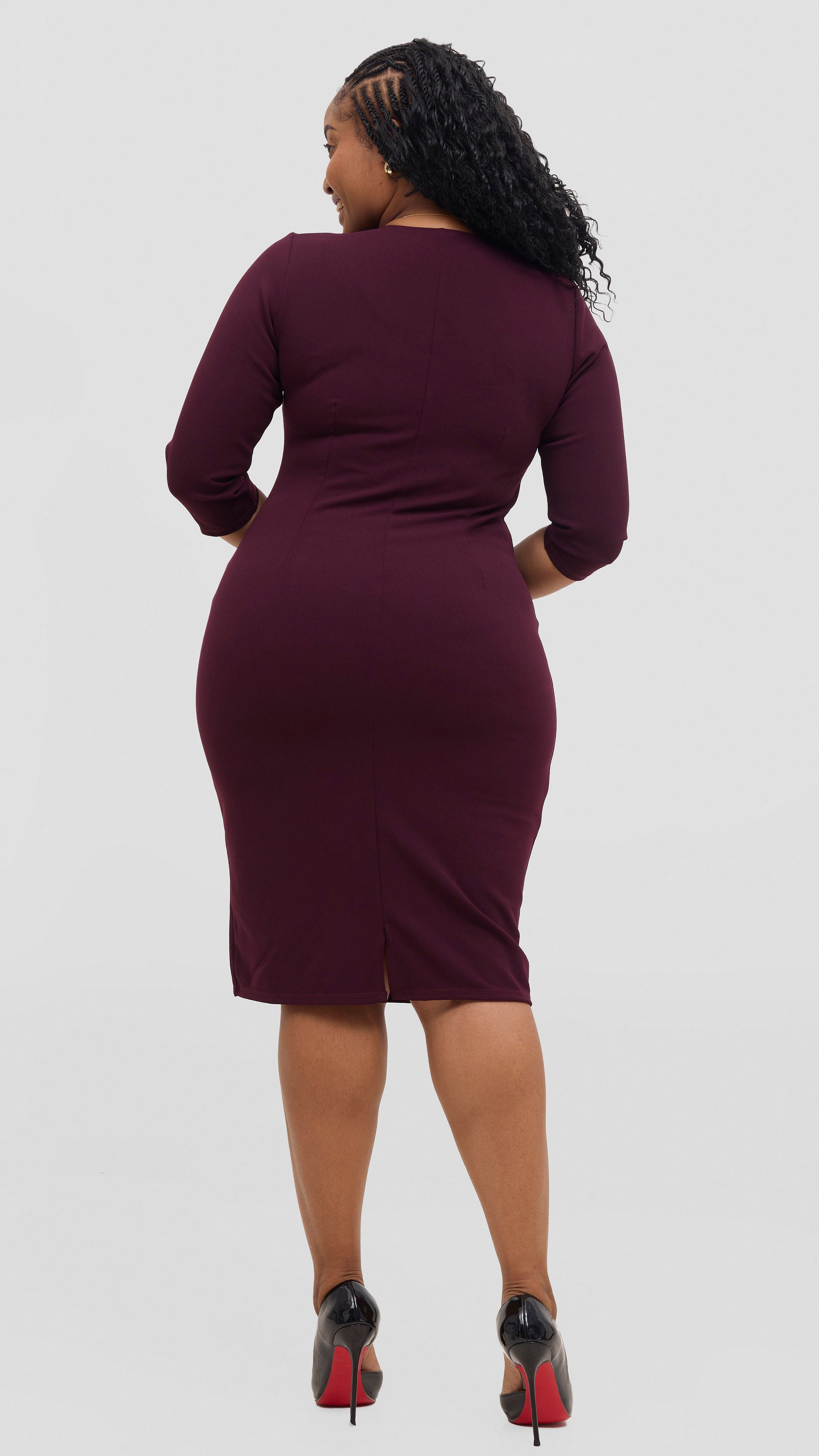 Vivo J.O V-Neck Sheath Dress - Burgundy