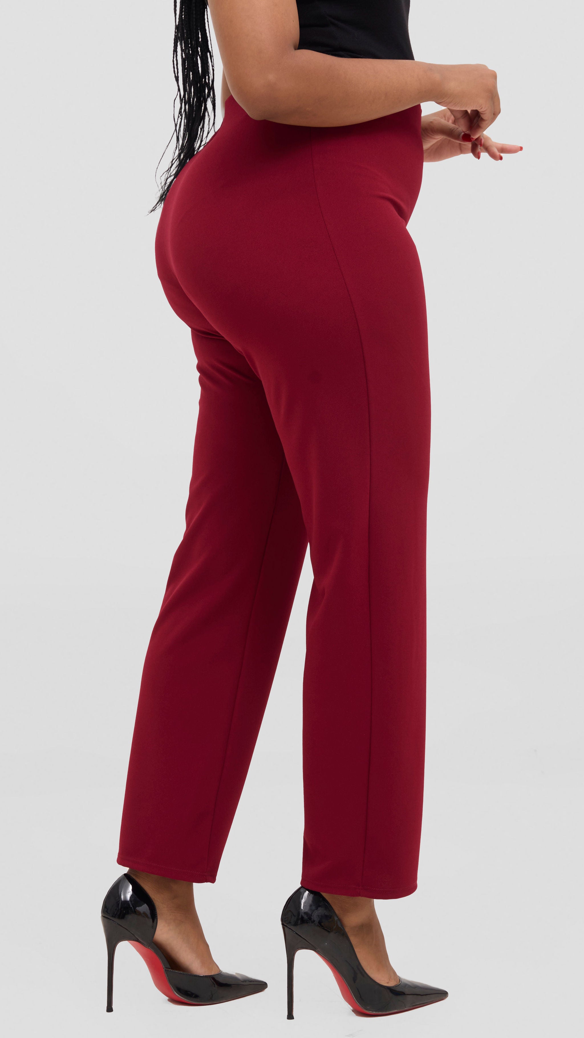 Vivo Basic Straight Leg Pants - Wine Red