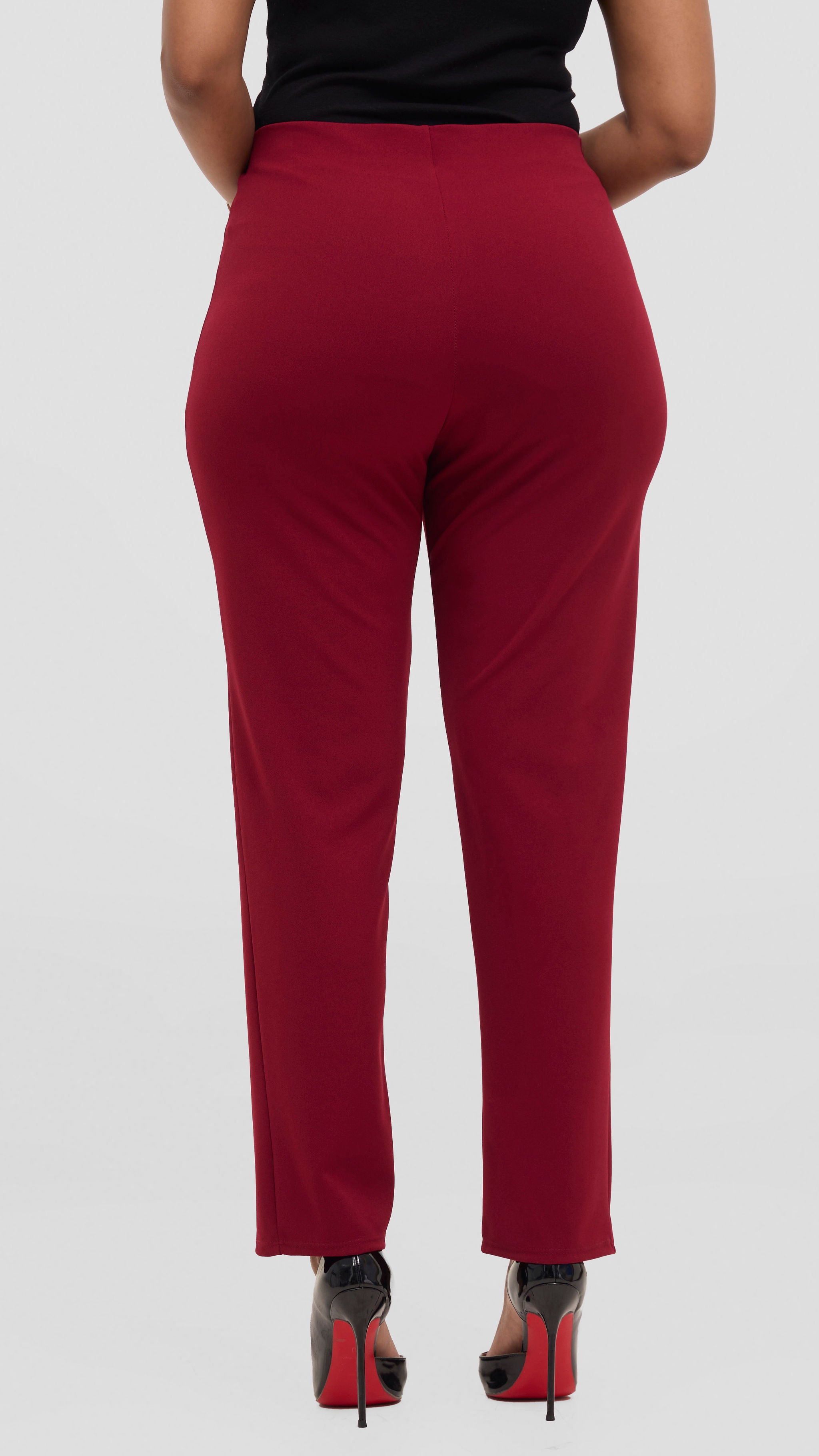 Vivo Basic Straight Leg Pants - Wine Red
