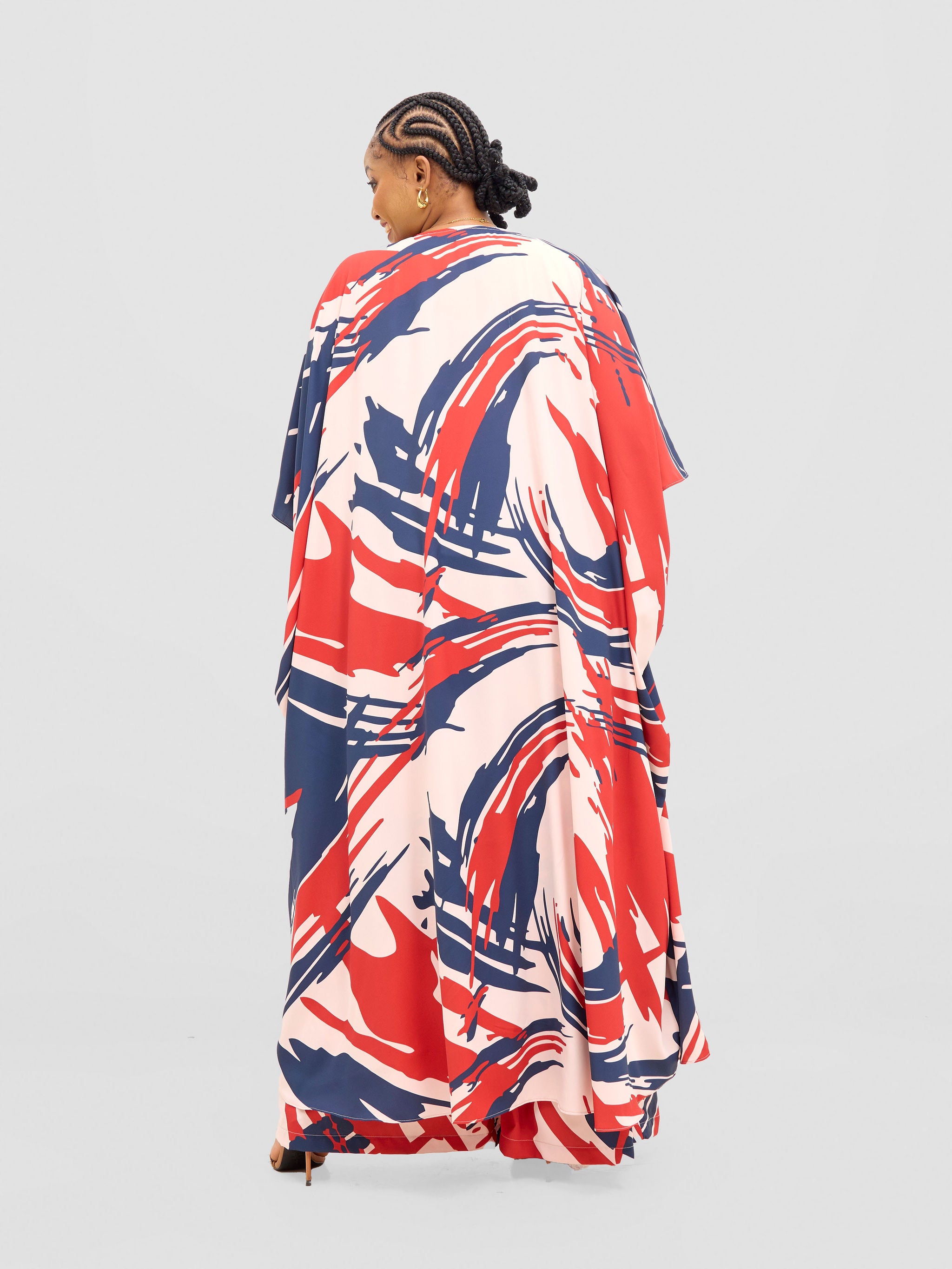 Vivo Ayla Maxi Kimono - Navy / Burgundy Hali Print