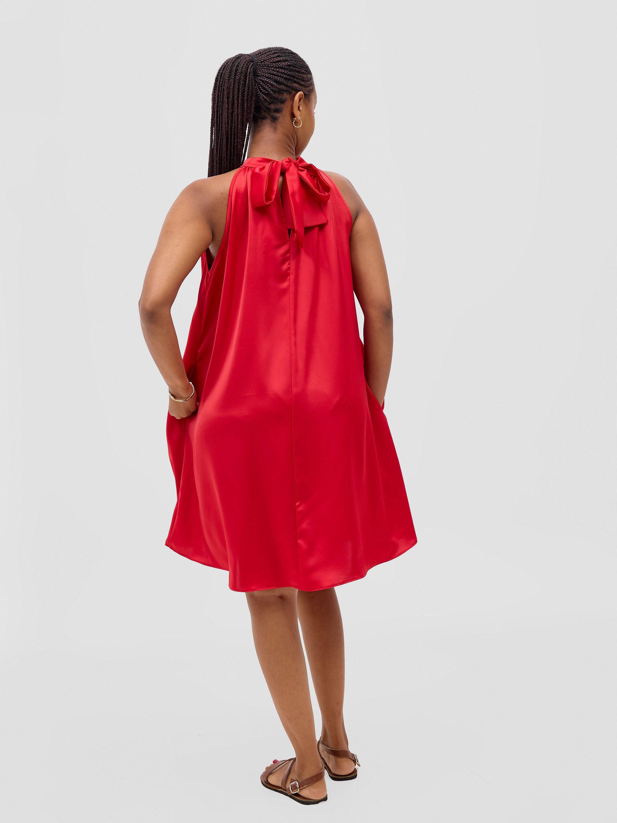 Vivo Meli Halter Neck Dress - Red