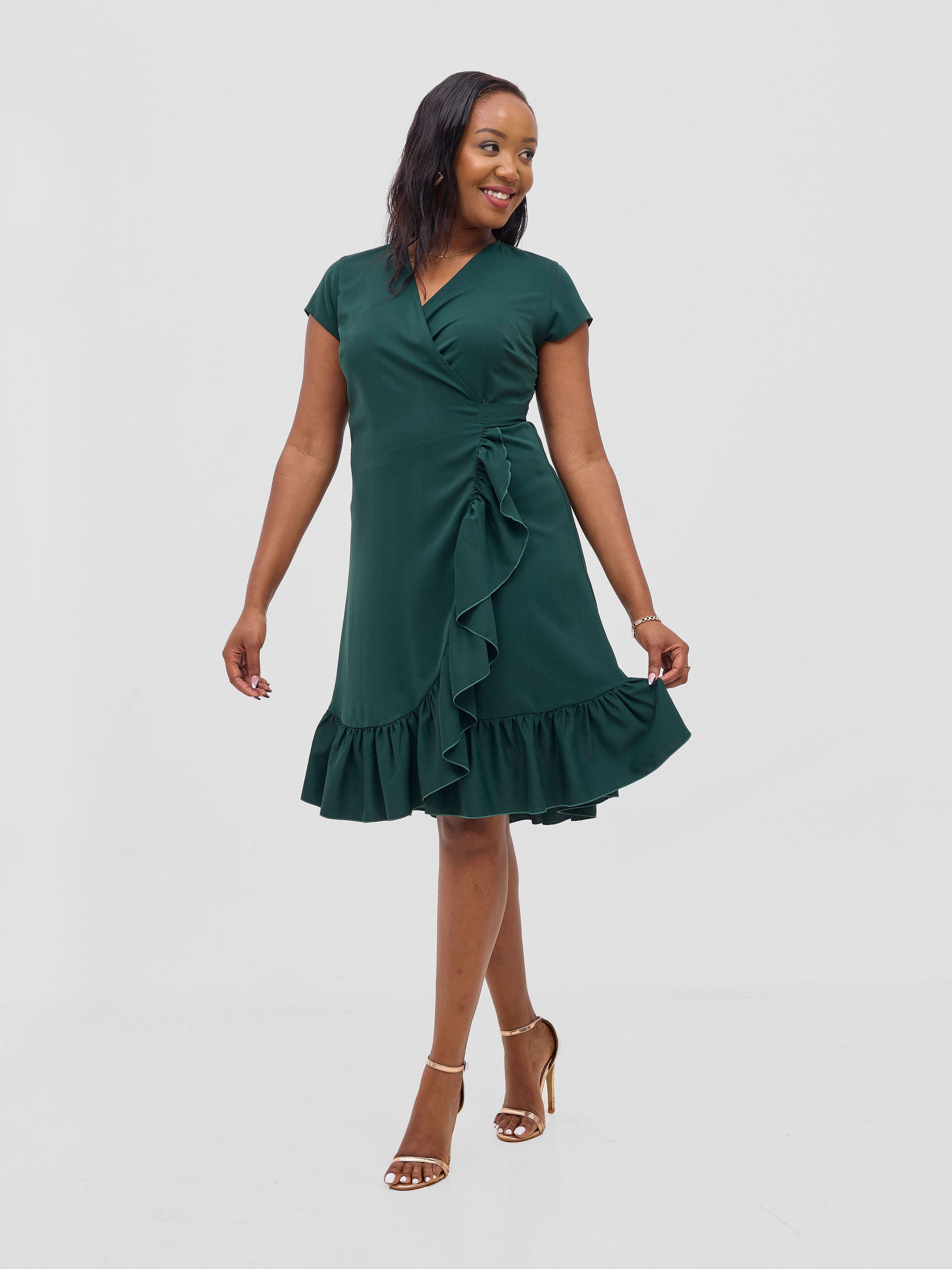 Vivo Wena Wrap Dress - Dark Green