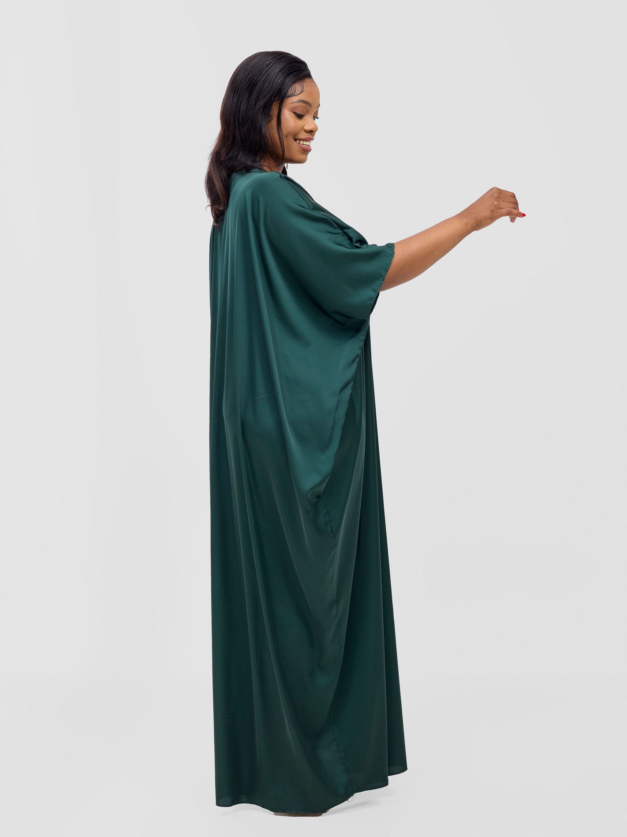 Vivo Sarabi Panelled V-Neck Kaftan - Dark Green