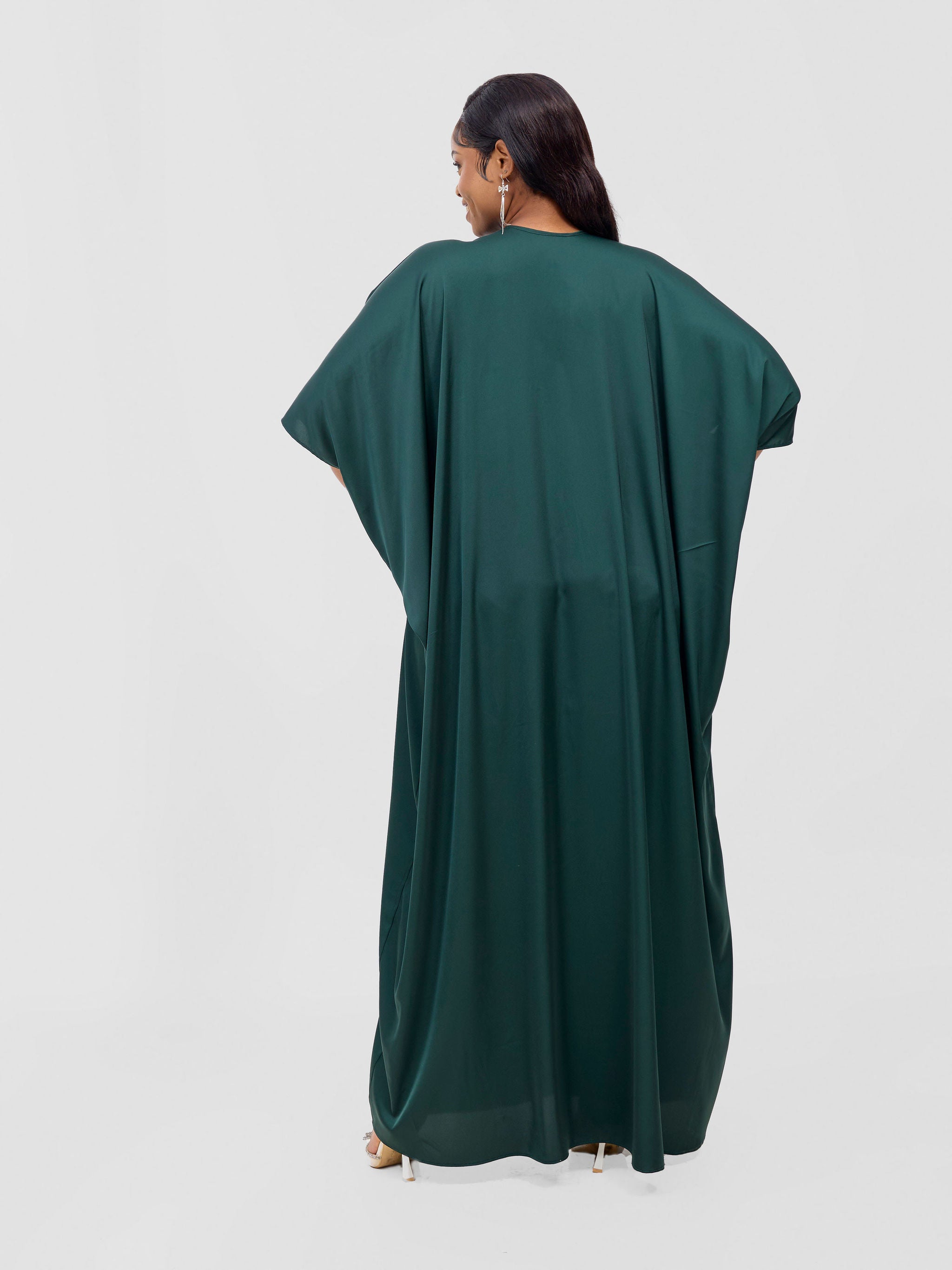 Vivo Sarabi Panelled V-Neck Kaftan - Dark Green
