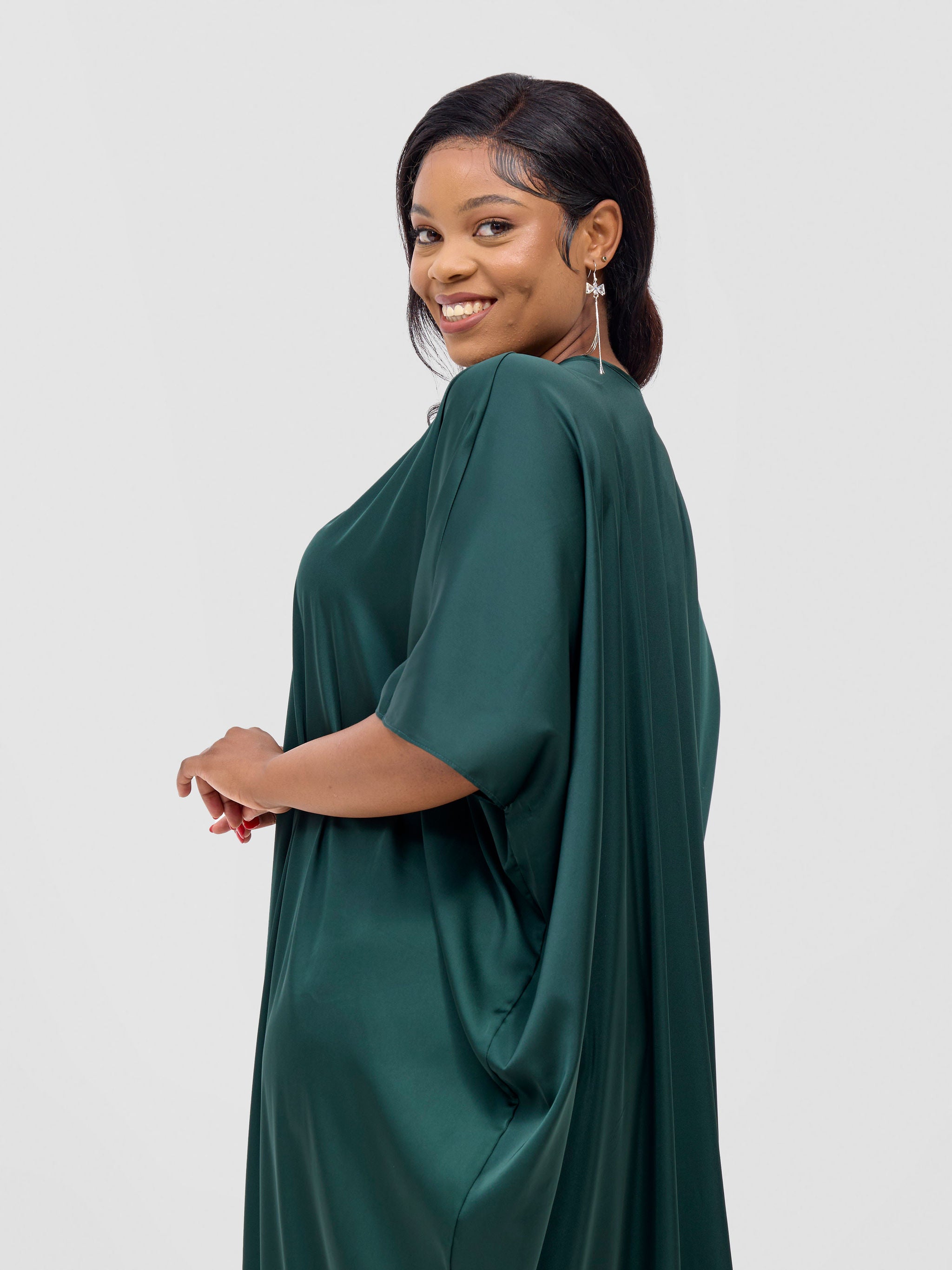 Vivo Sarabi Panelled V-Neck Kaftan - Dark Green