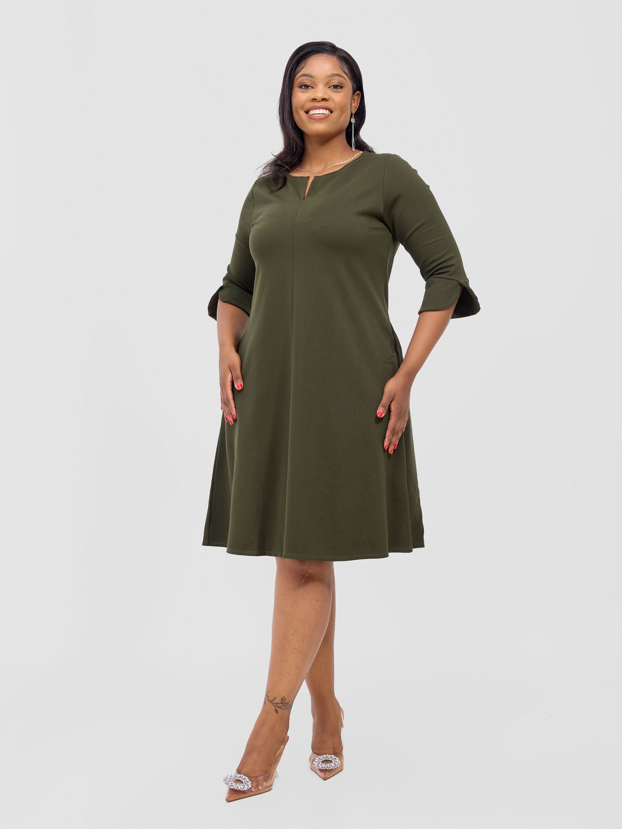 Vivo Zawadi Keyhole Dress - Hunters Green