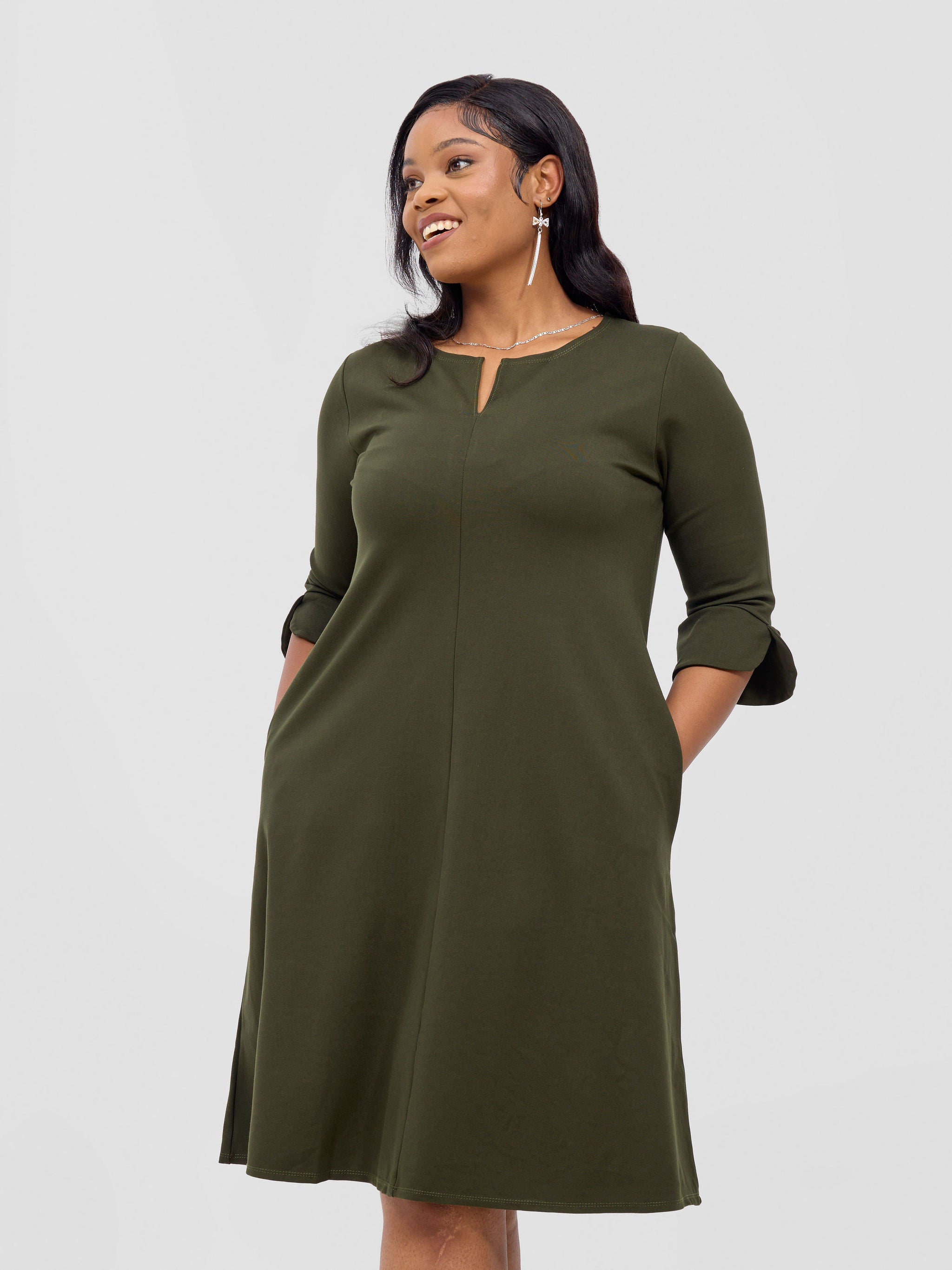 Vivo Zawadi Keyhole Dress - Hunters Green