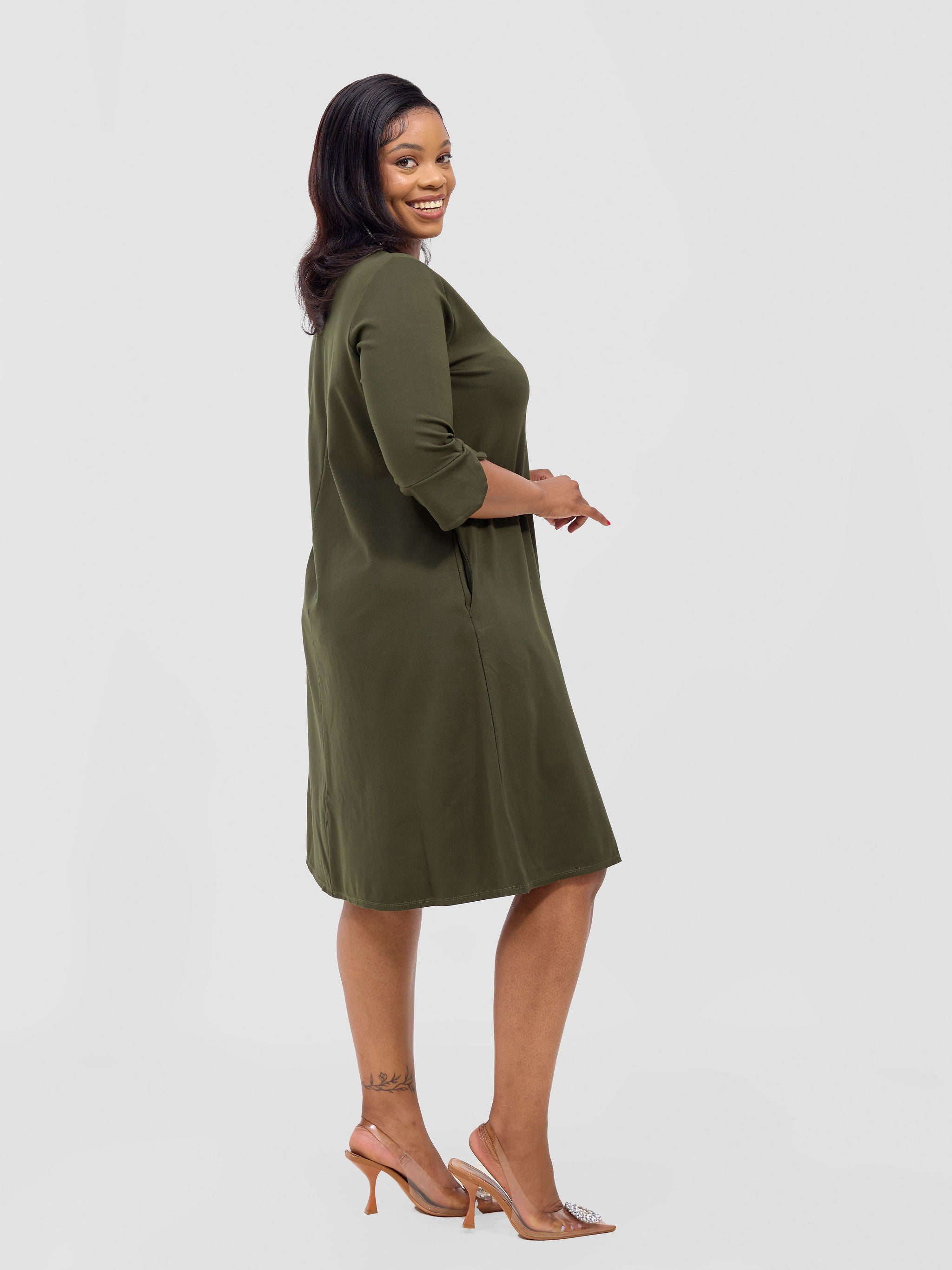 Vivo Zawadi Keyhole Dress - Hunters Green