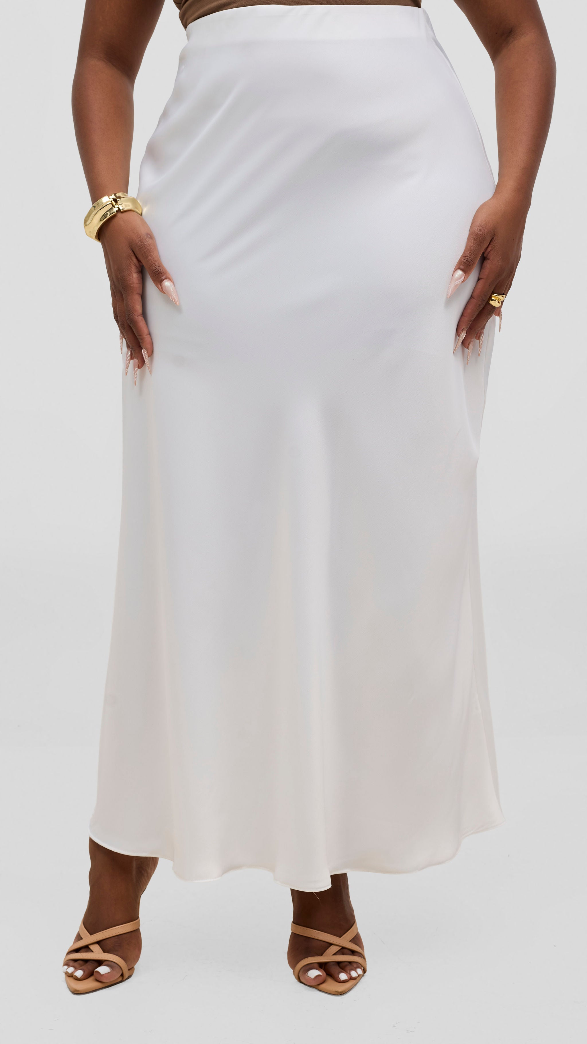 Vivo Talia Maxi Slip Skirt - White
