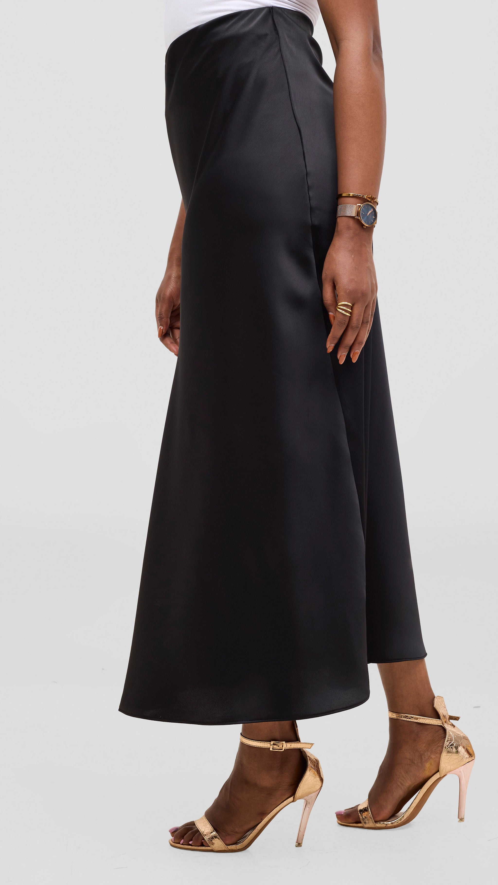 Vivo Talia Maxi Slip Skirt - Black