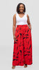 Vivo Liora Wide Leg Pants in Crepe - Red / Black Ziza Print