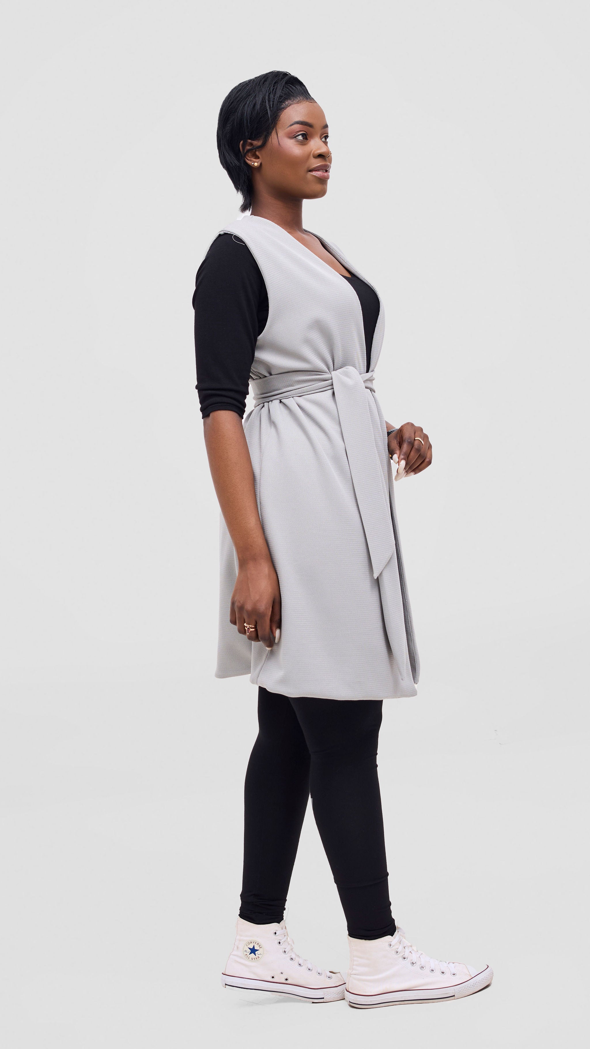 Vivo Selah Double Layered Coat - Light Grey