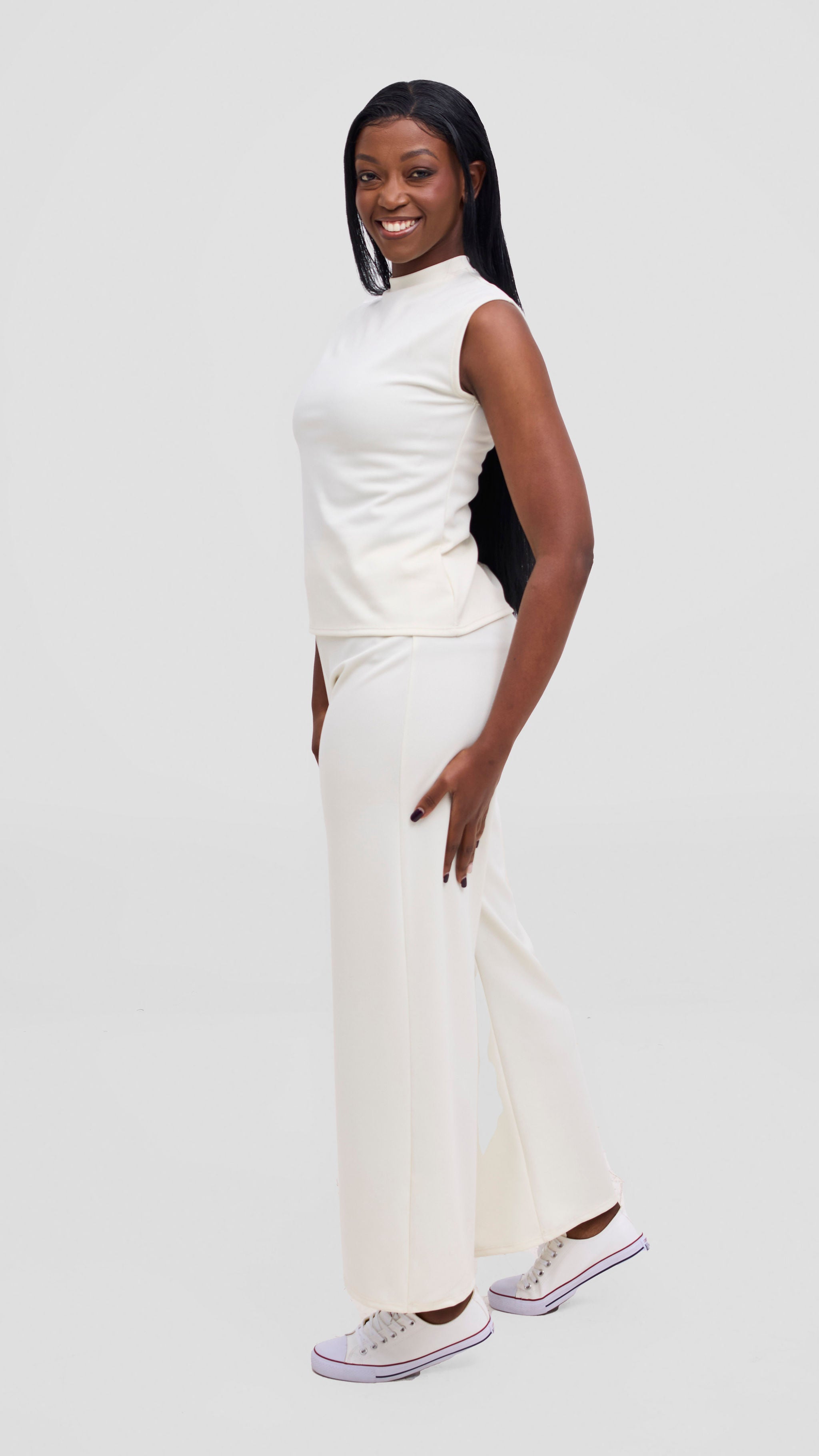 Vivo Selah Mock Neck Top - Buttermilk