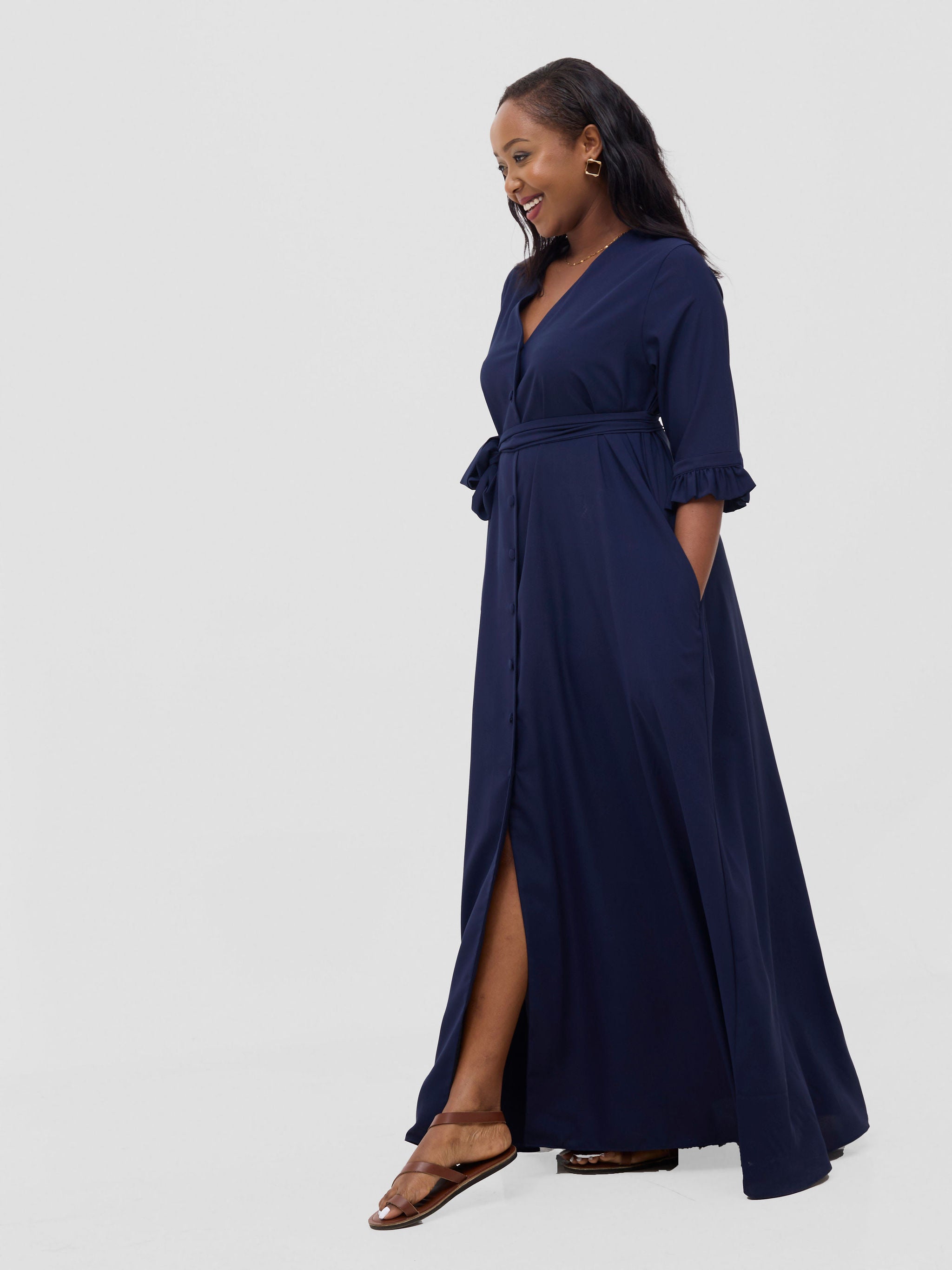 Vivo Wena Maxi Shirt Dress - Navy