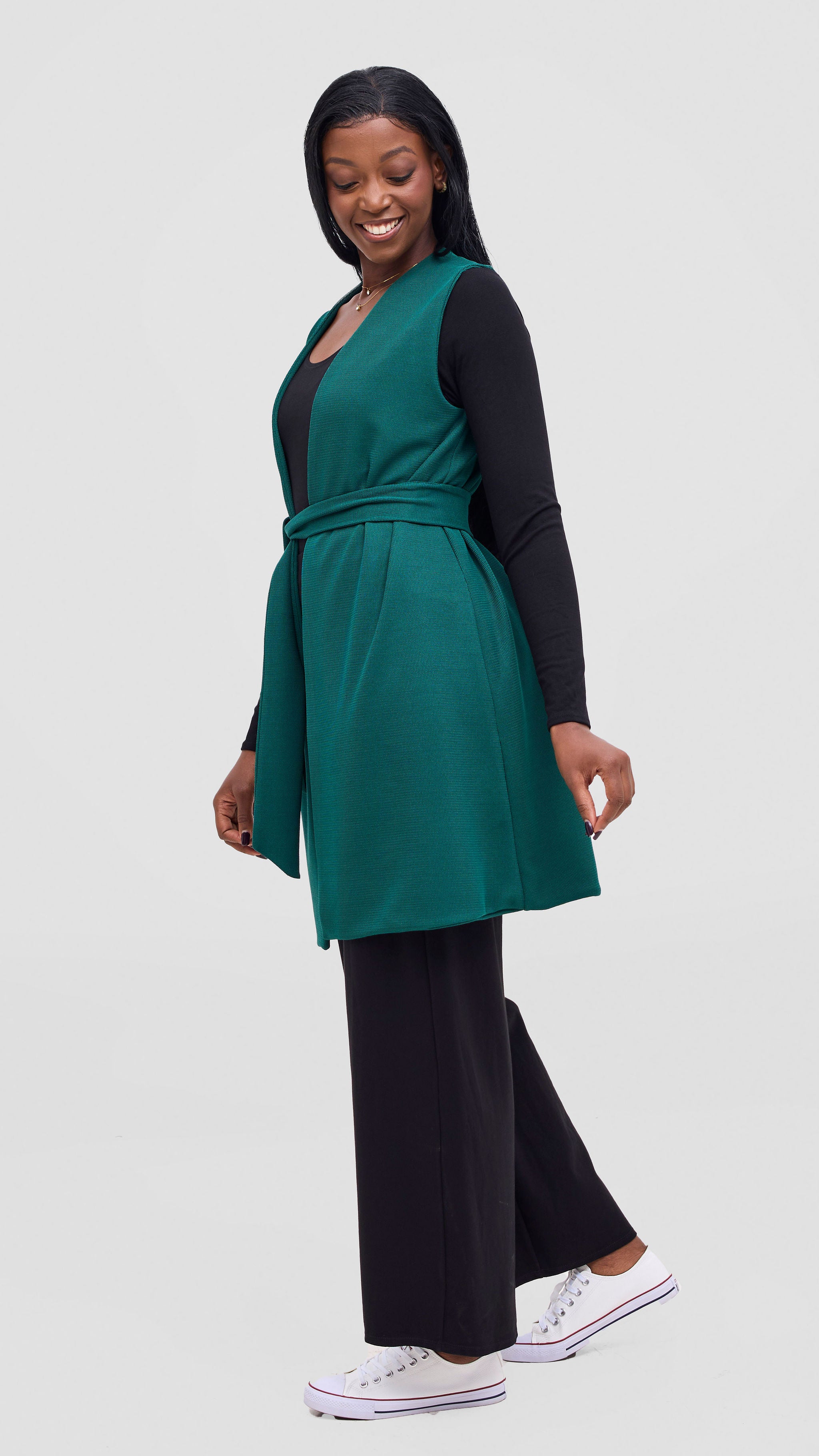 Vivo Selah Double Layered Coat - Dark Green