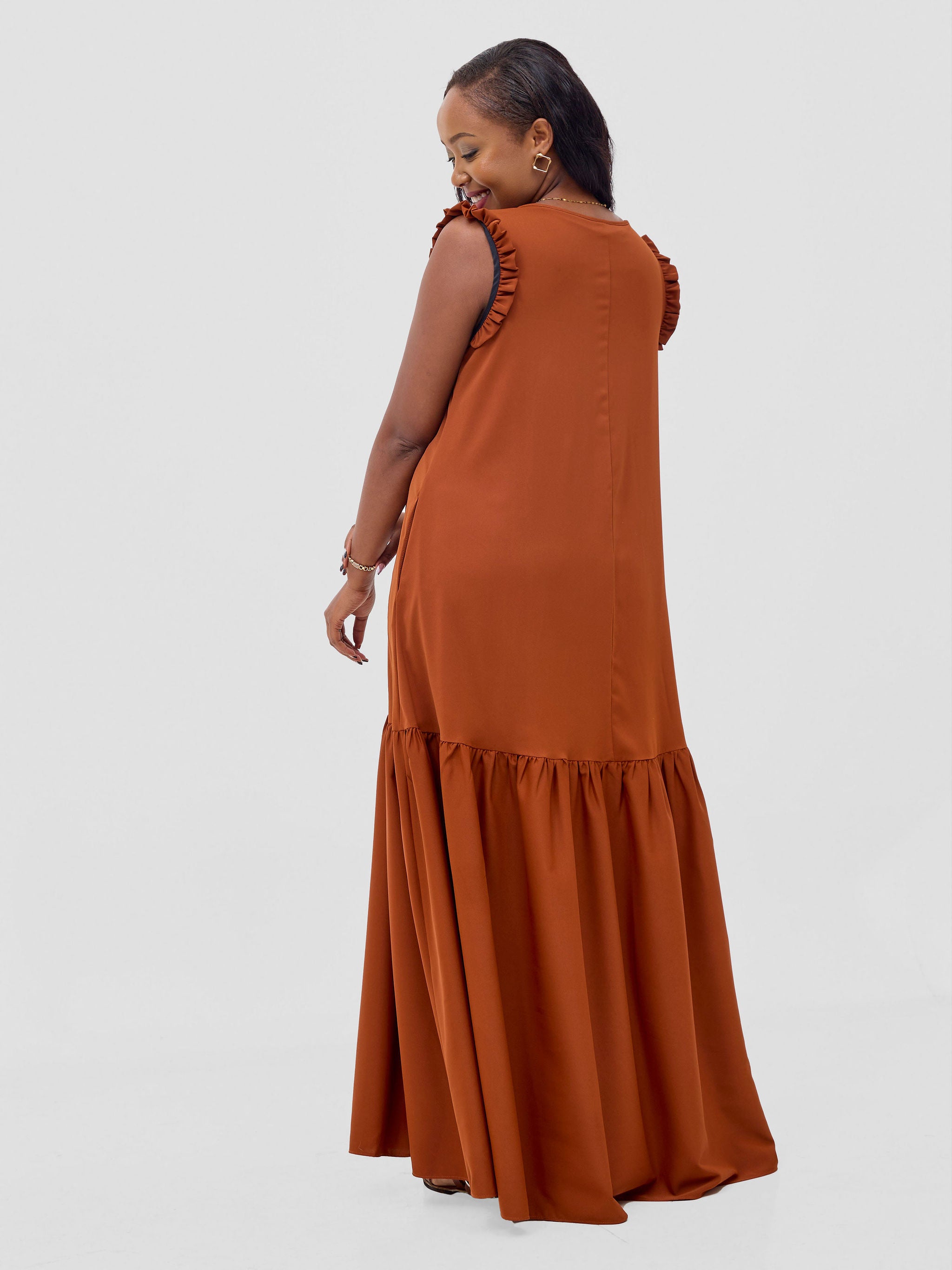 Vivo Ava Tent Flounce Maxi Dress - Rust
