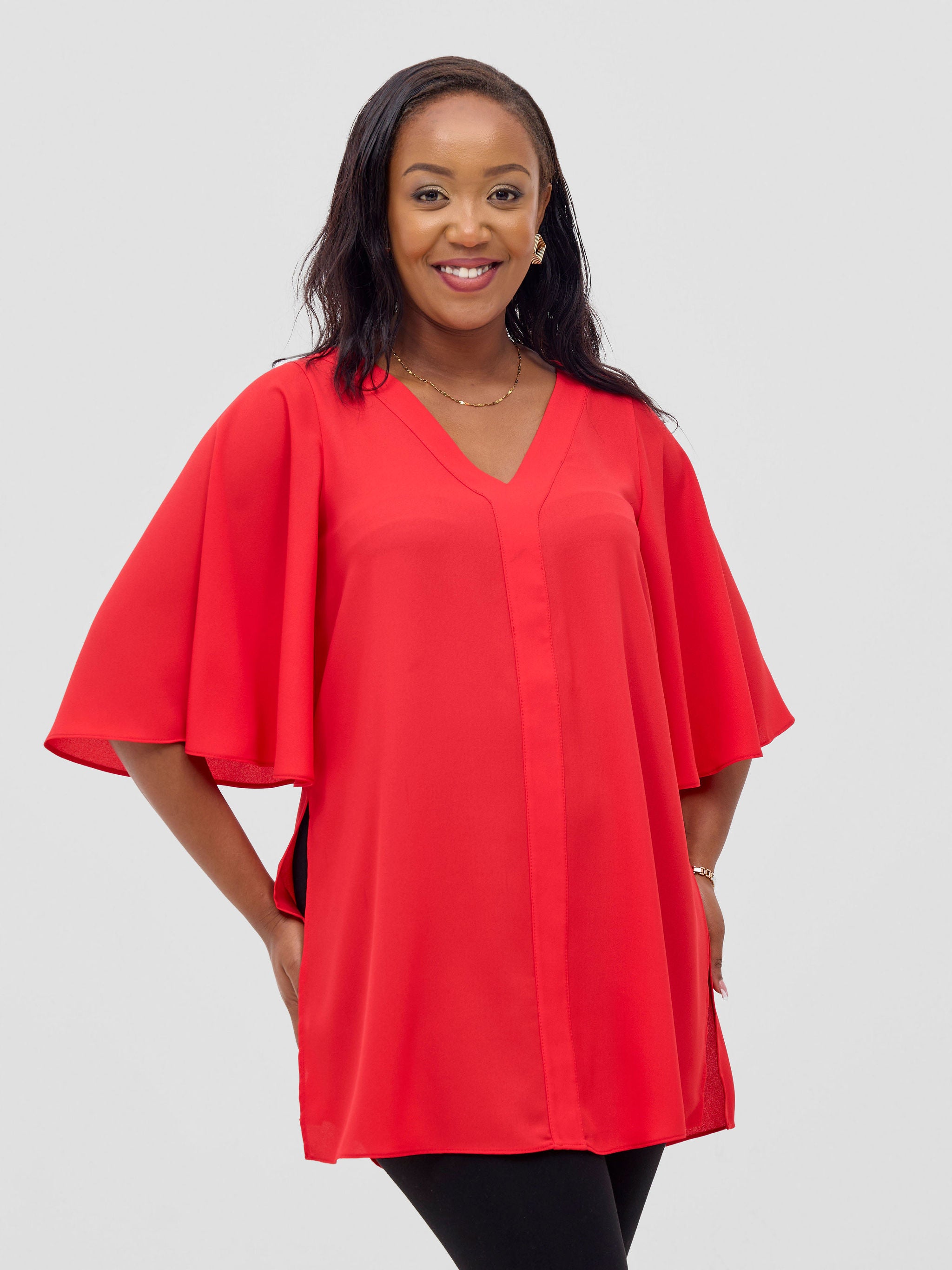 Vivo Hari Flared Sleeve Tunic - Red