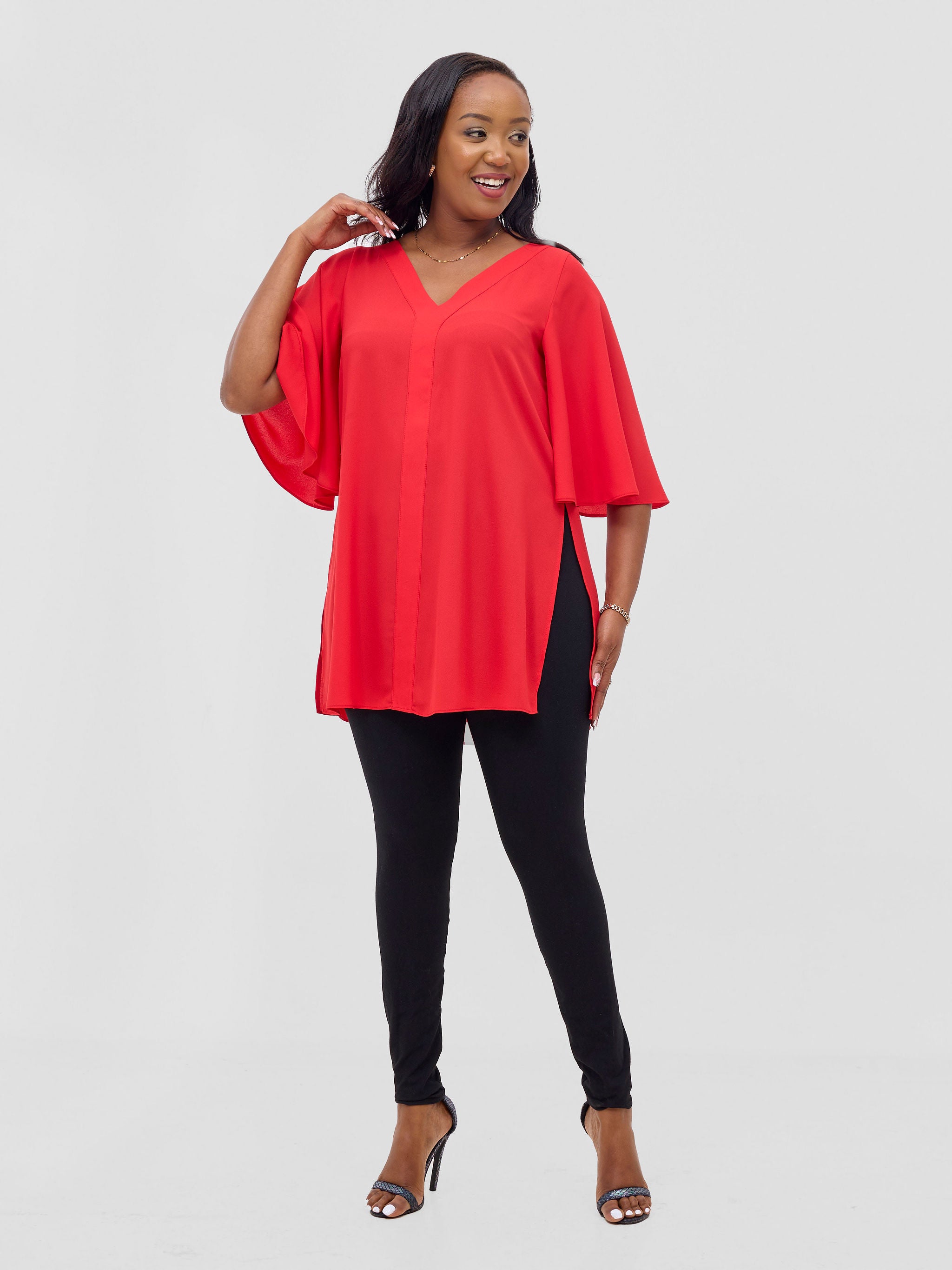 Vivo Hari Flared Sleeve Tunic - Red