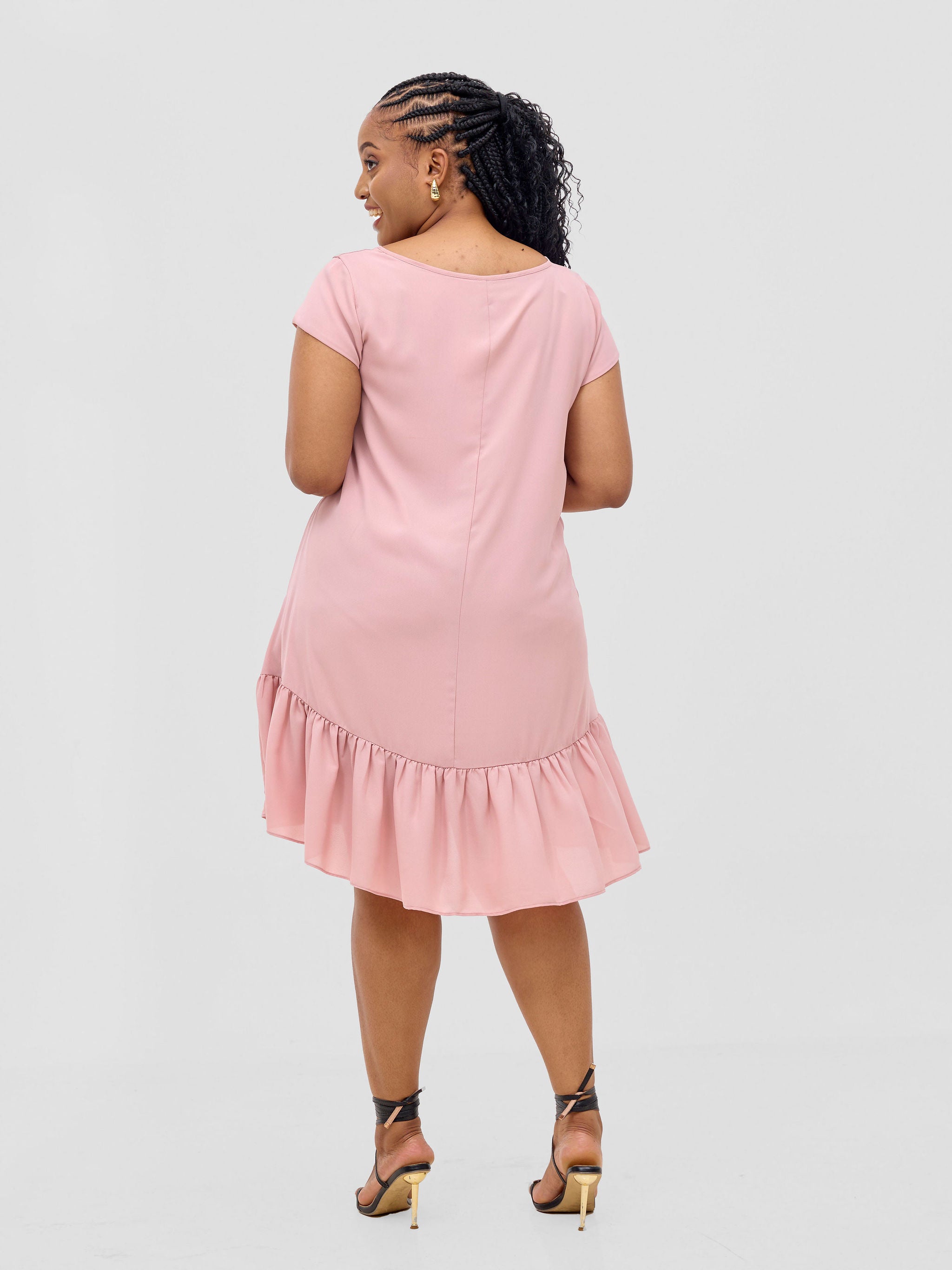 Vivo Dalia Cap Sleeve Gathered Tent Dress - Dark Pink