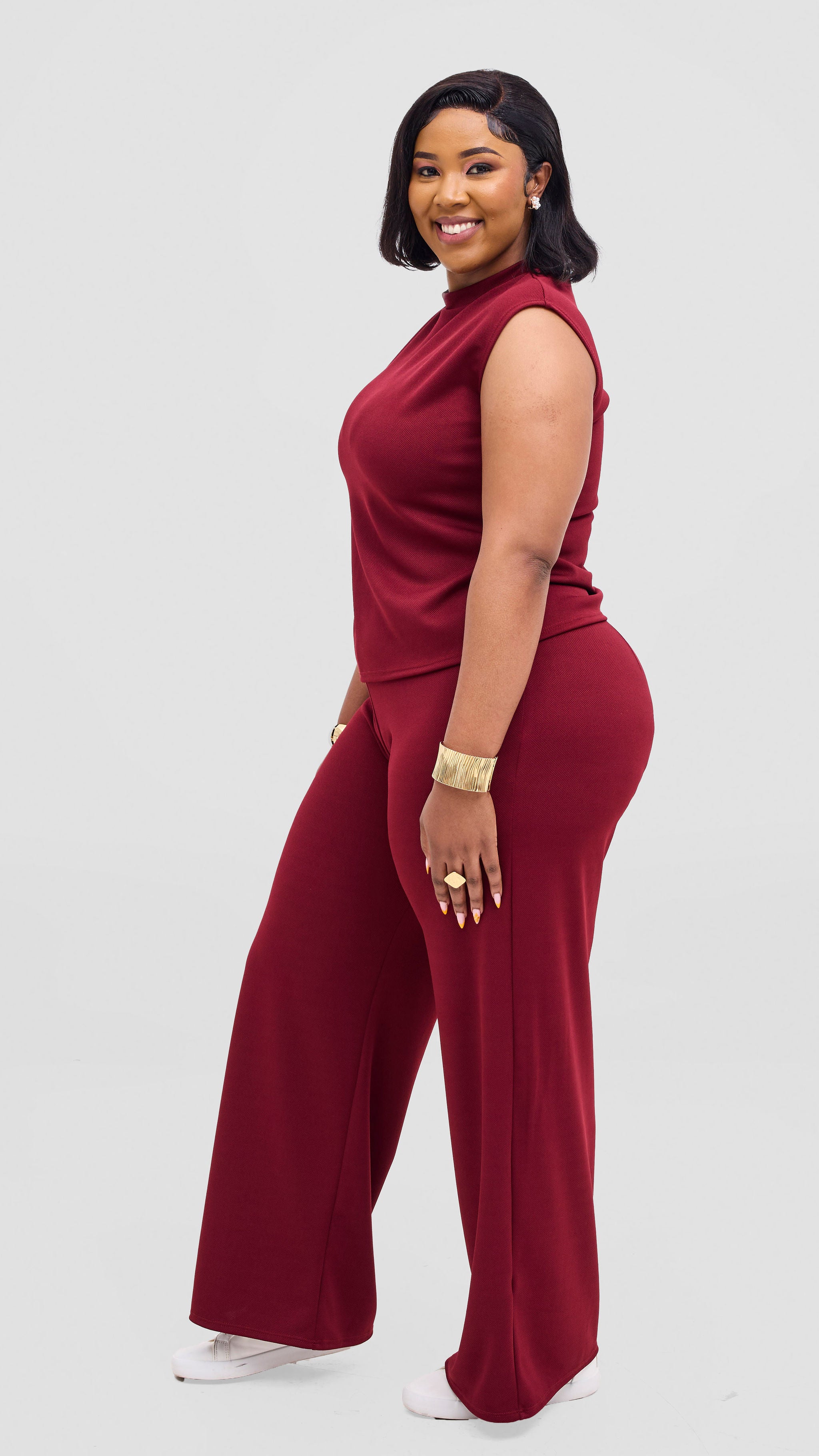 Vivo Selah Mock Neck Top - Maroon