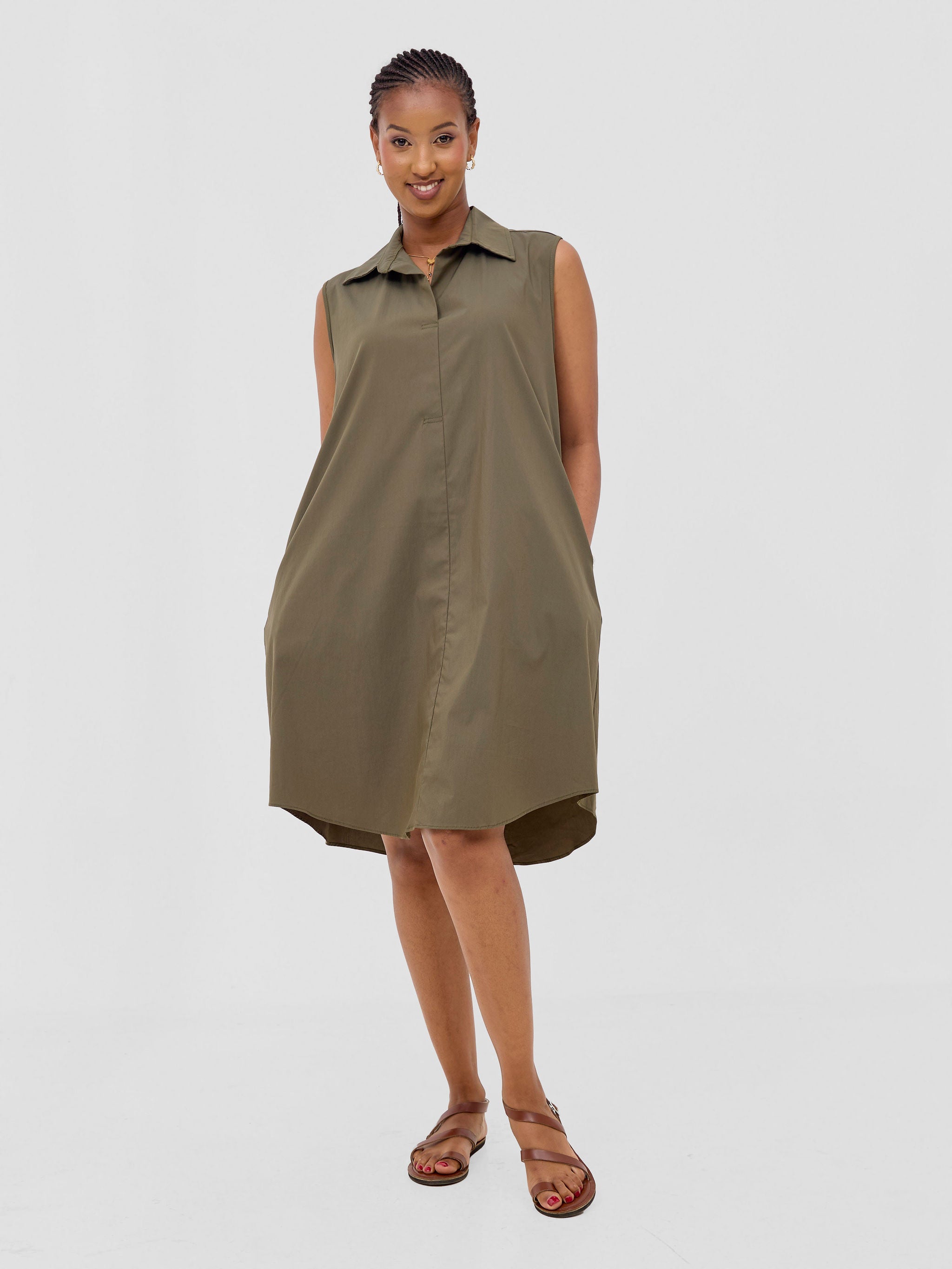 Safari Kaya Sleeveless Tent Shirt Dress - Hunters