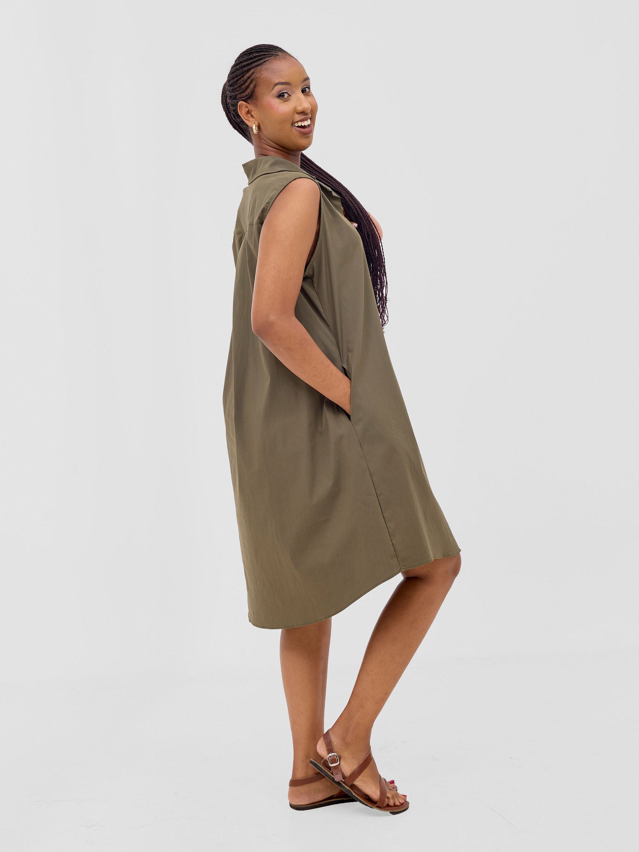 Safari Kaya Sleeveless Tent Shirt Dress - Hunters