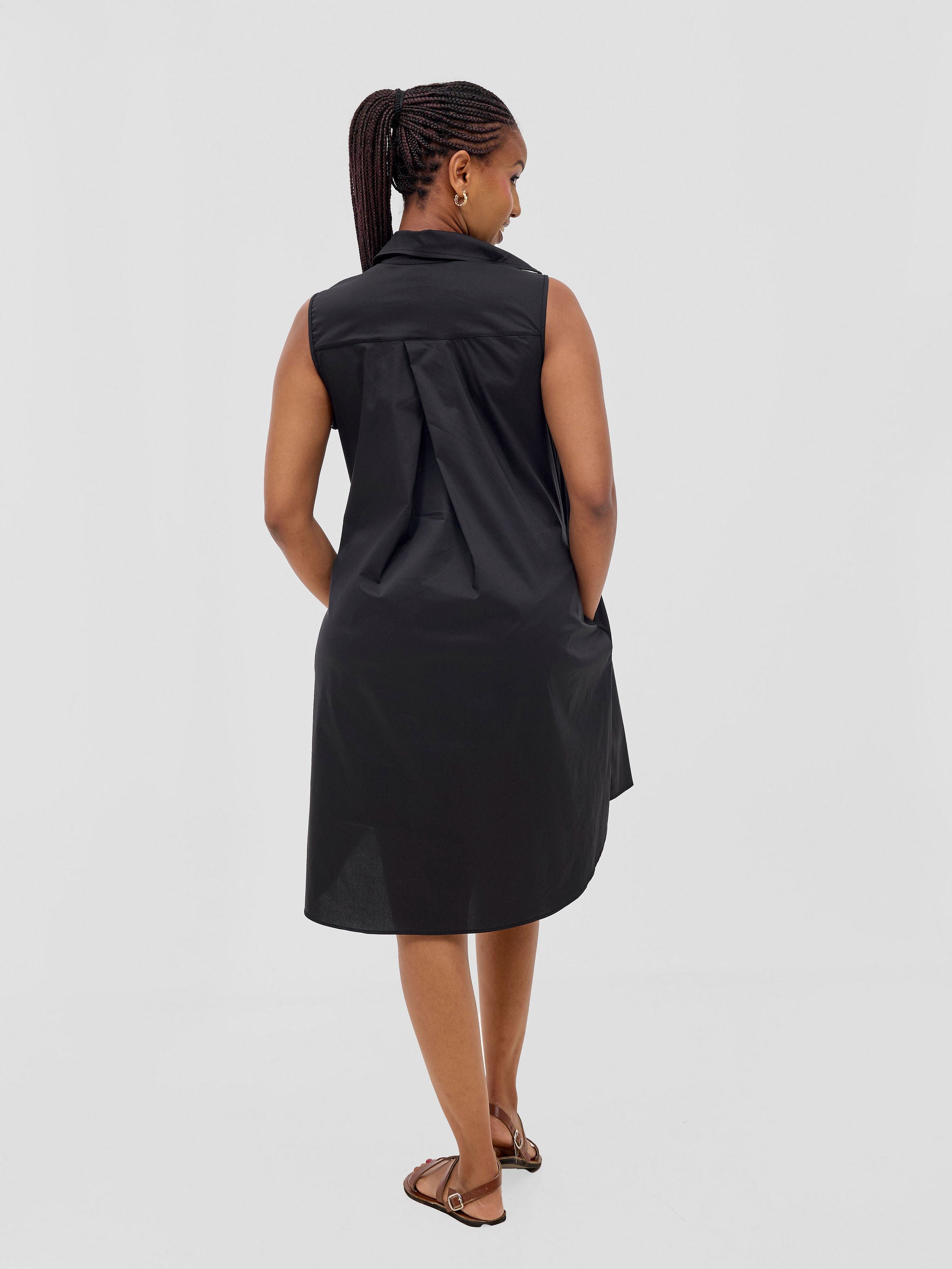 Safari Kaya Sleeveless Tent Shirt Dress - Black