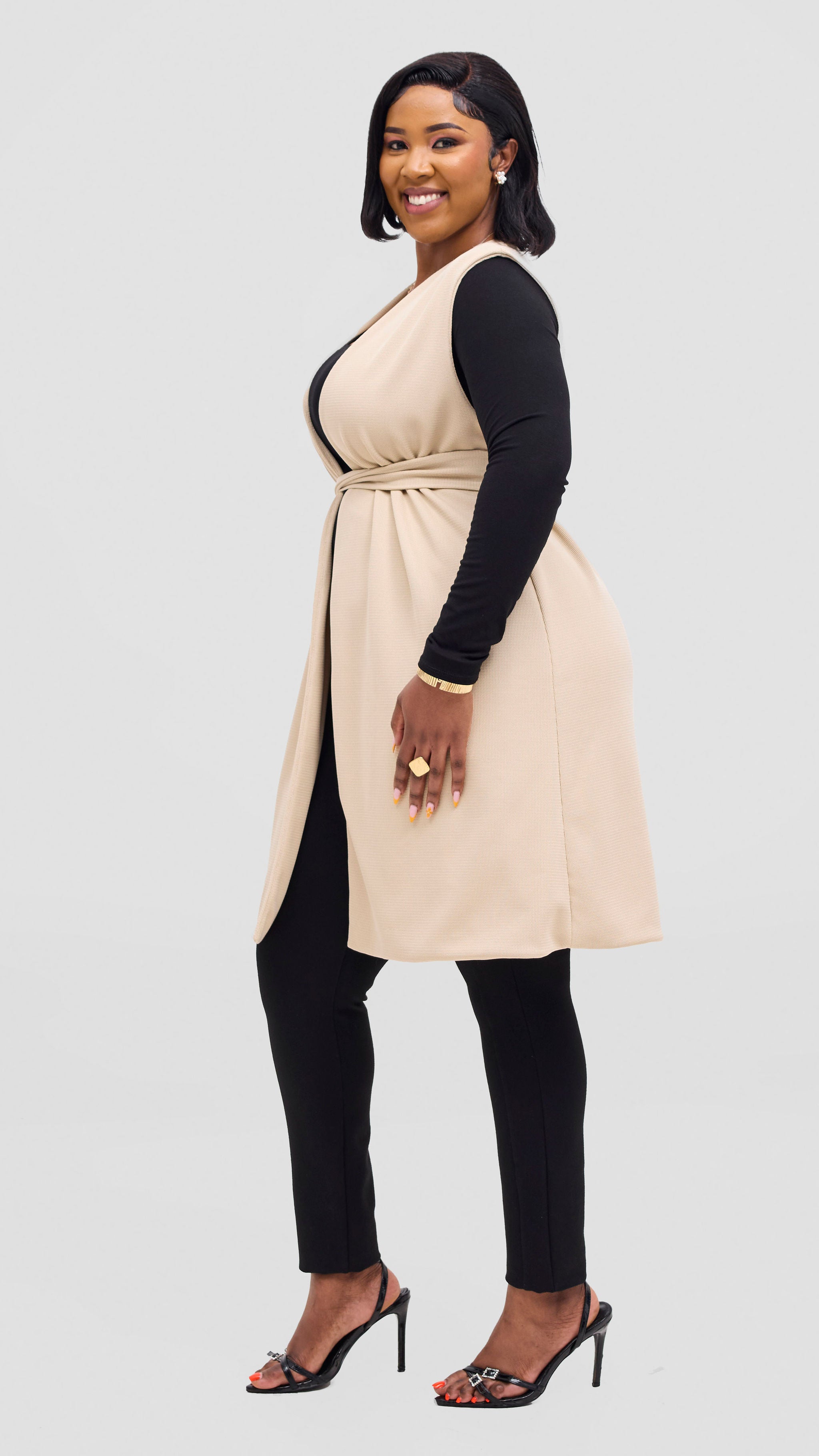 Vivo Selah Double Layered Coat - Beige
