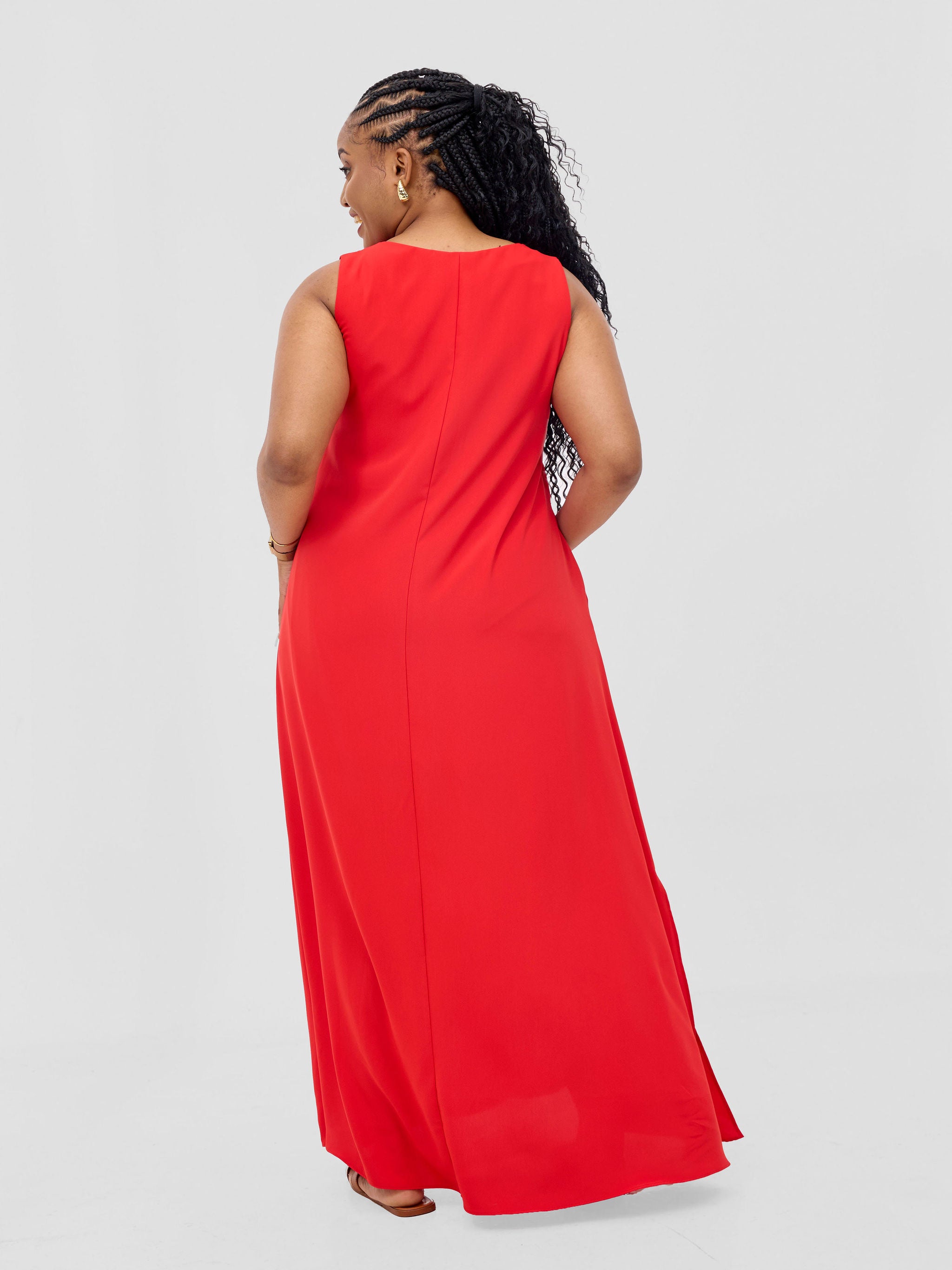Vivo Ava Front Pleat Maxi Dress - Red