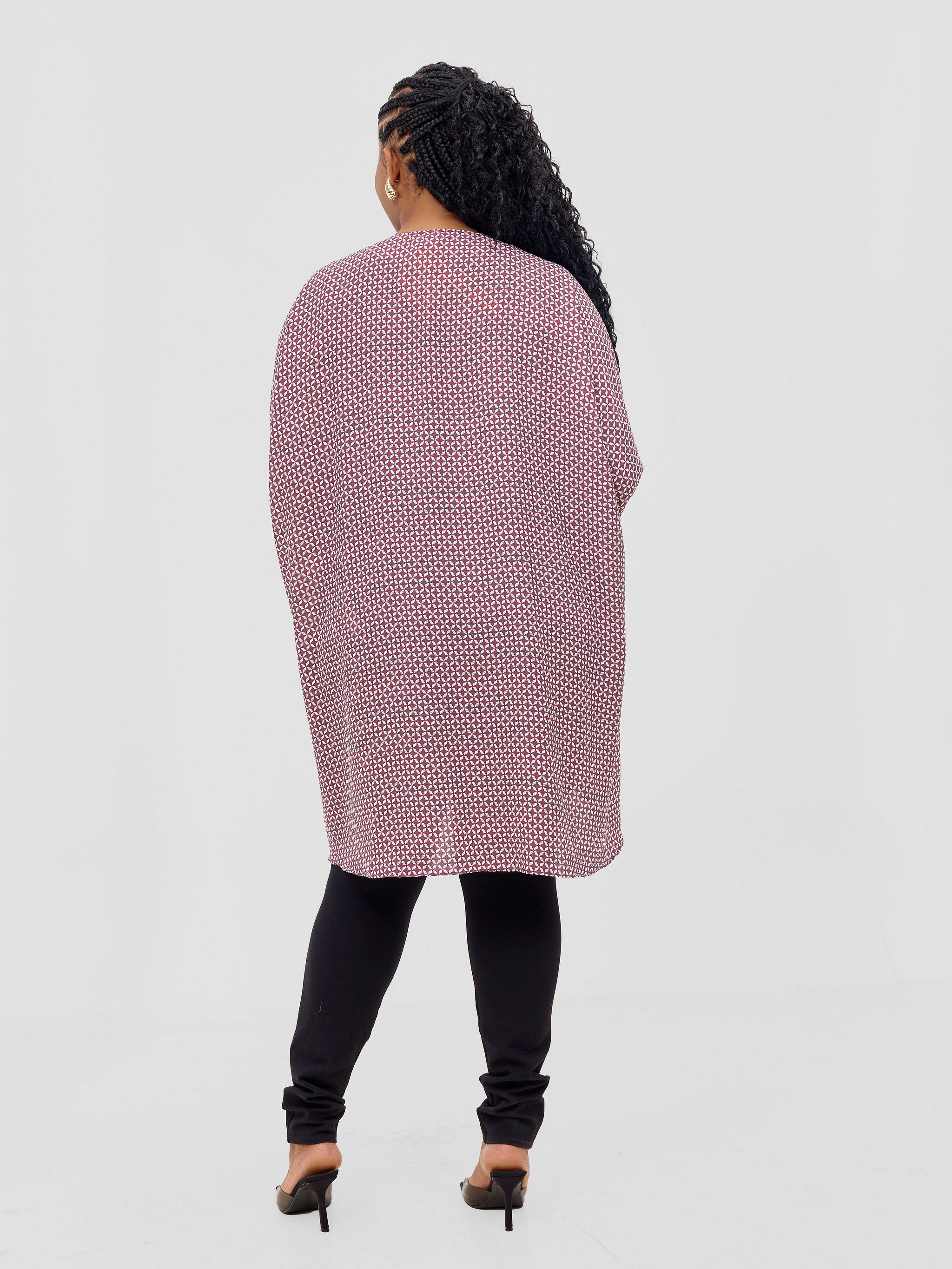 Vivo Pelia Kimono - Maroon / White Meni Print