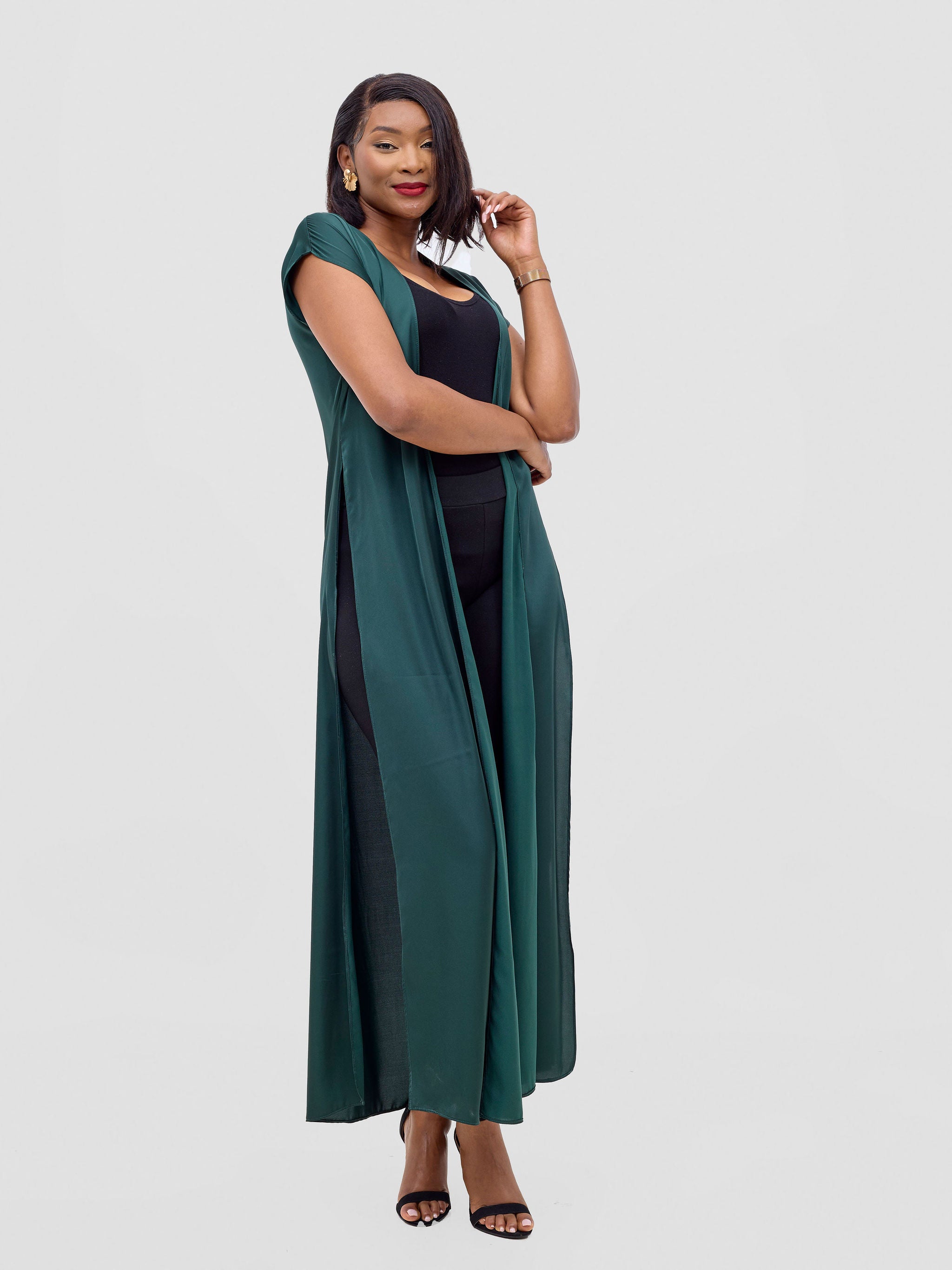 Vivo Chidii Drop Shoulder Kimono - Dark Green