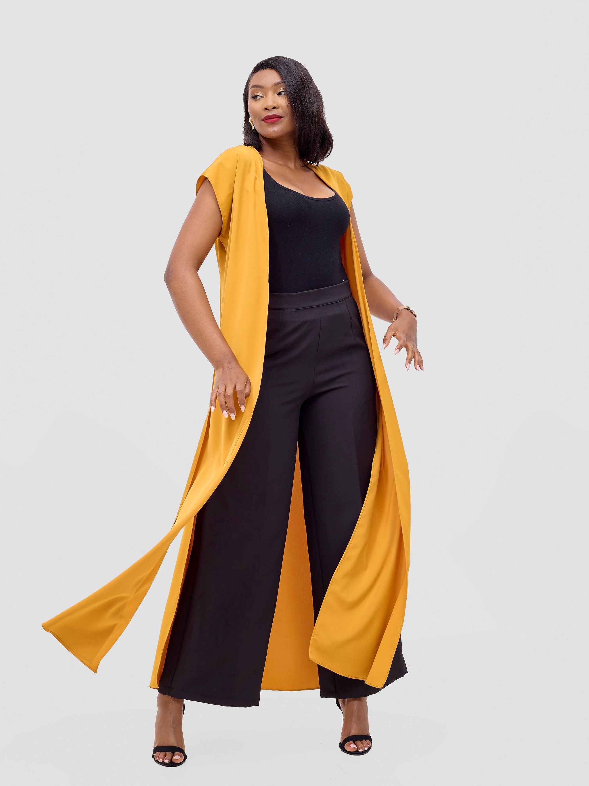 Vivo Chidii Drop Shoulder Kimono - Mustard