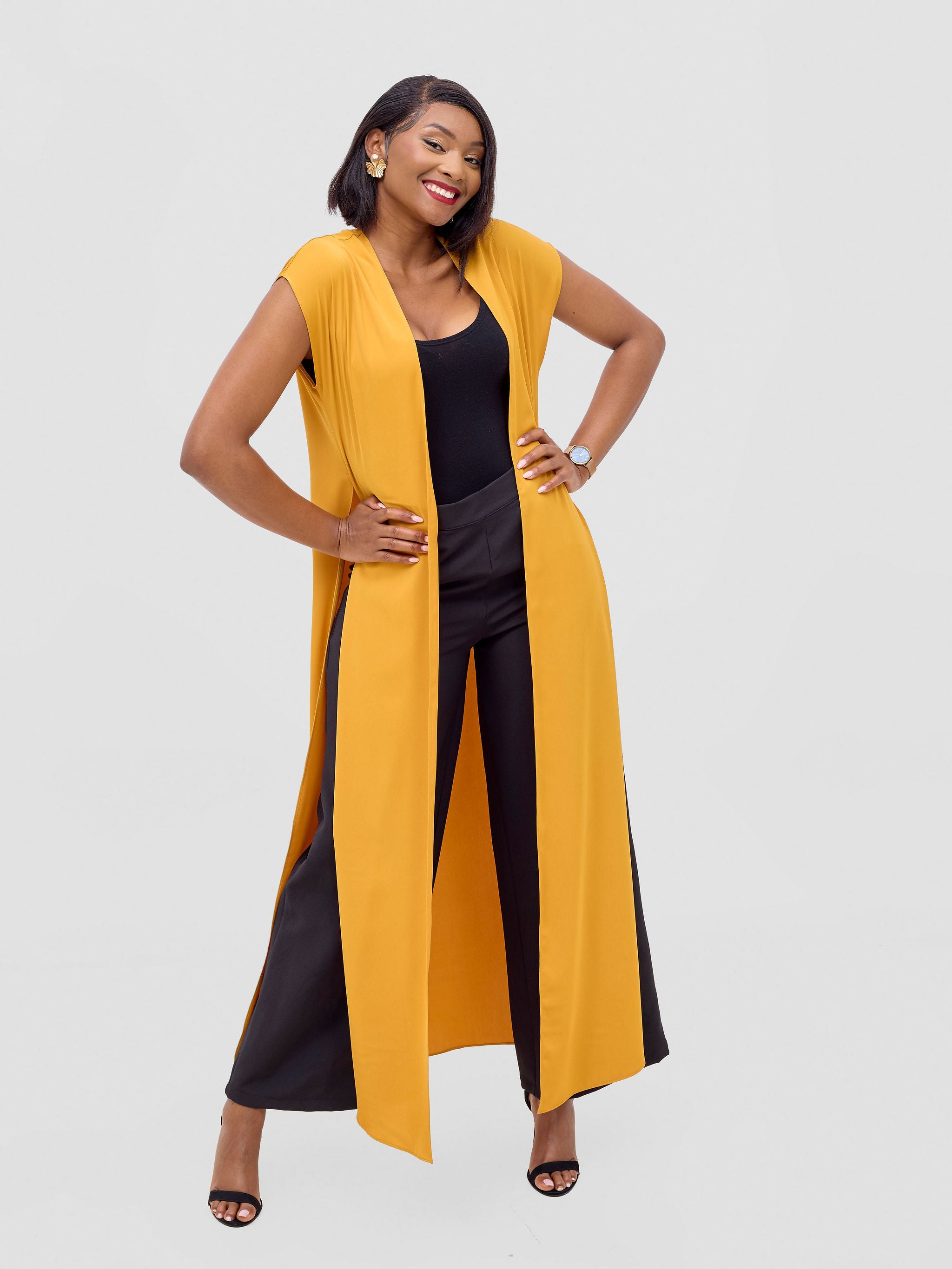 Vivo Chidii Drop Shoulder Kimono - Mustard