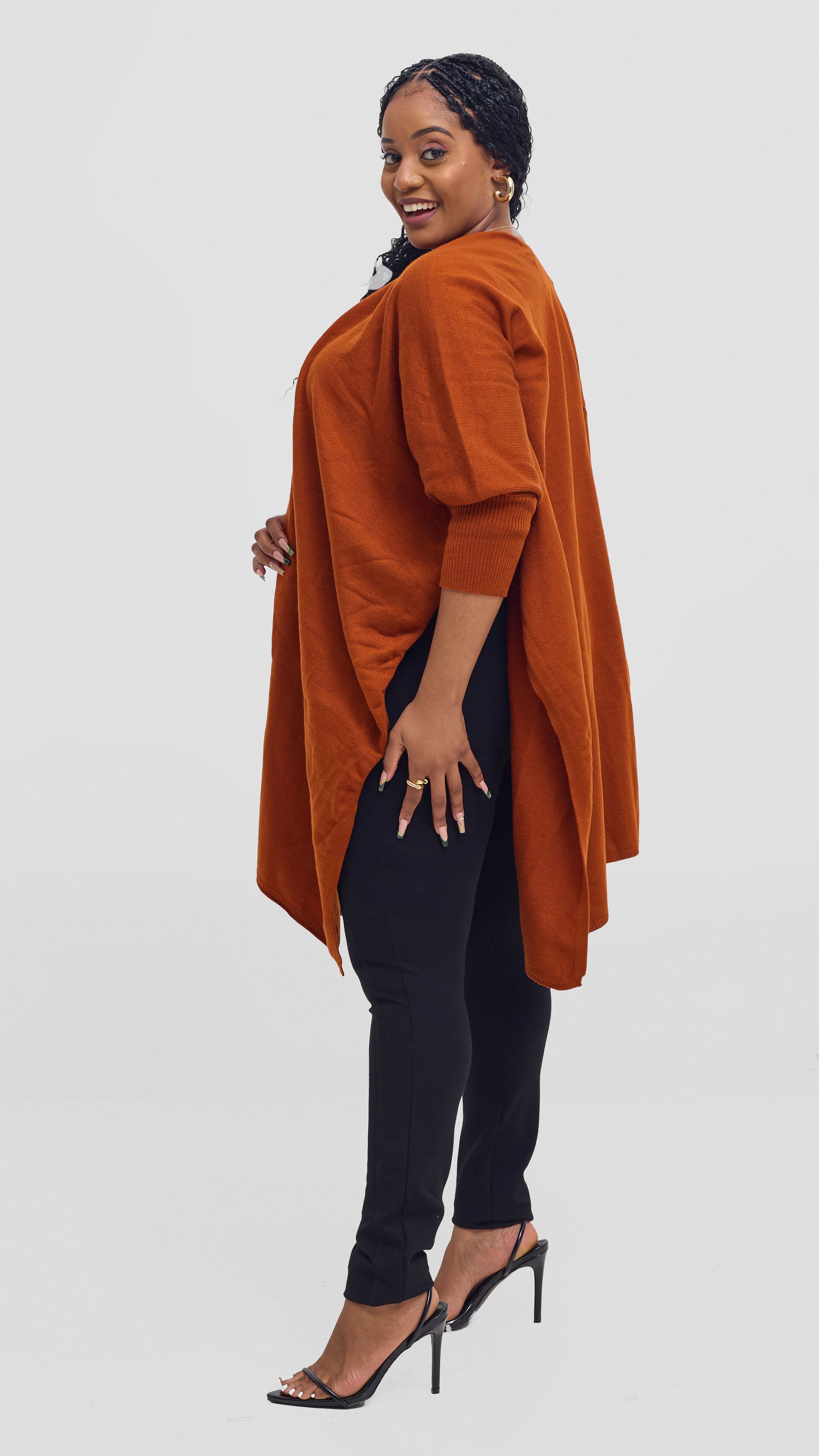 Vivo Cuffed Wrap Poncho - Rust